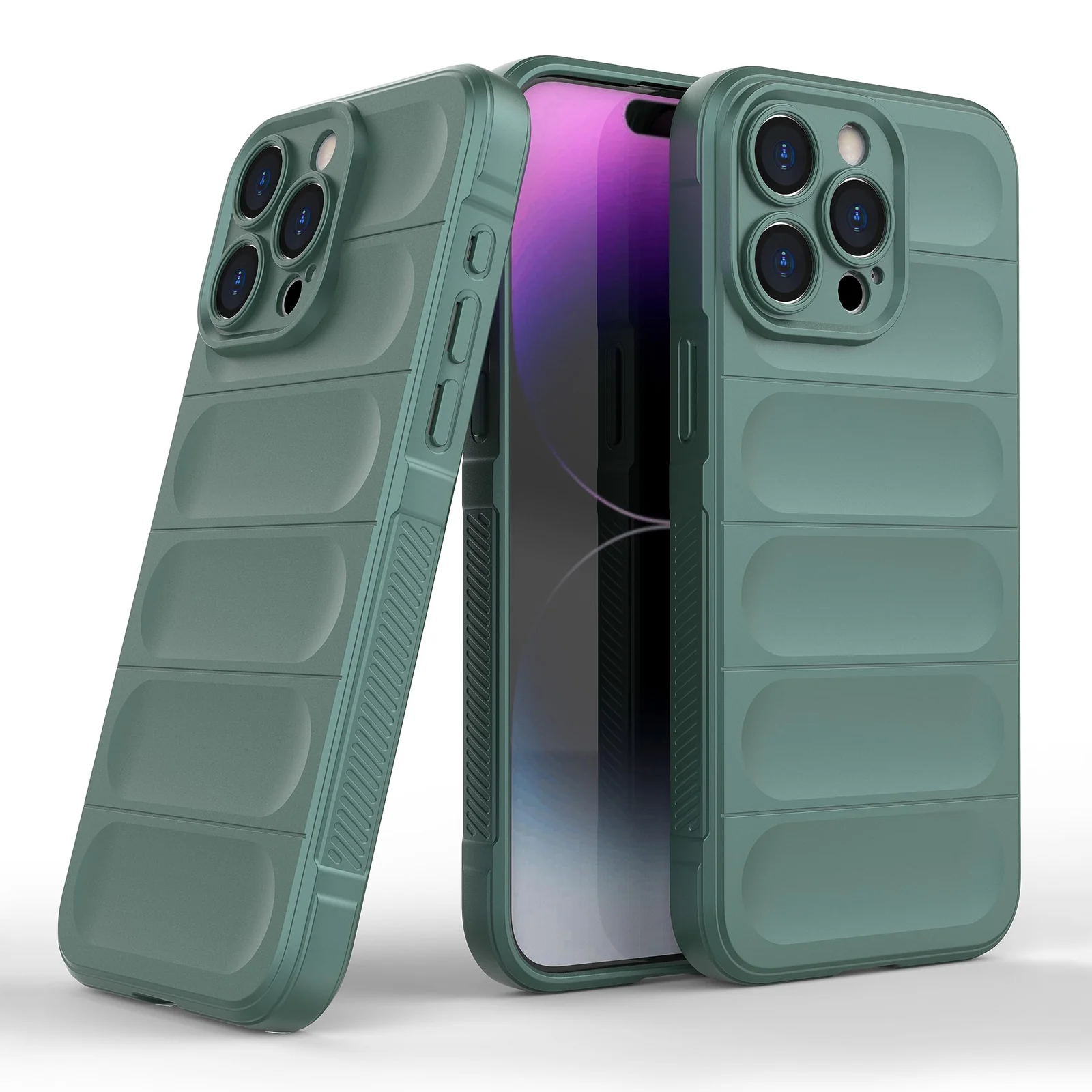 DL3 Mobilak Silicone Case for iPhone 14 Pro Max 6.7-Inch Heavy Duty Protective [Slim Fit] Shockproof Soft Flexible Protective Design Shock-Absorption TPU Cover With Camera Protection - Green