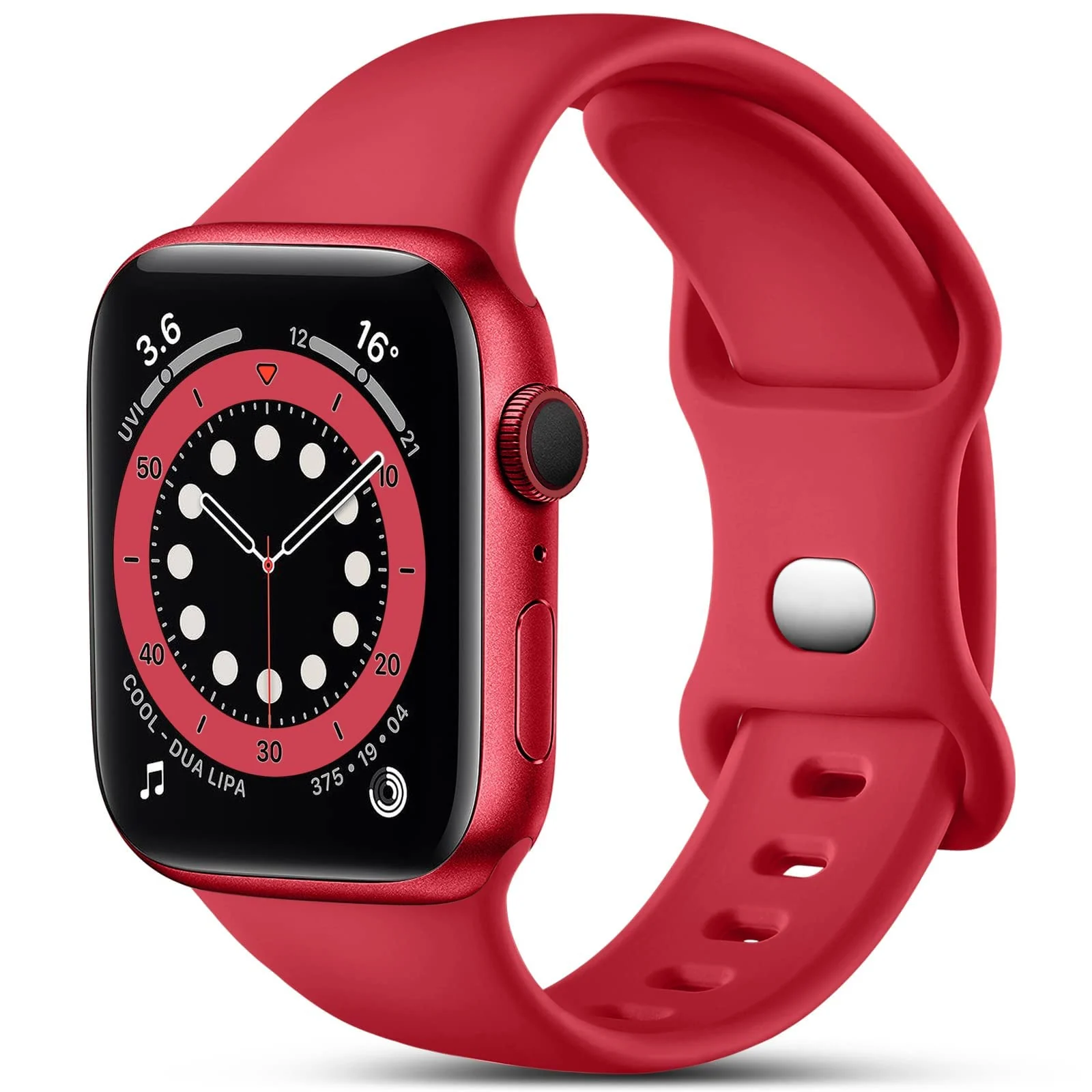 DL3 Mobilak Smart Watch Bands Compatible with Apple Watch Ultra 49mm - 38mm, Replacement Soft Silicone Strap for iWatch Ultra/Ultra 2 Series 9-1 SE (42MM/44MM/45MM/49MM) - Black - Red
