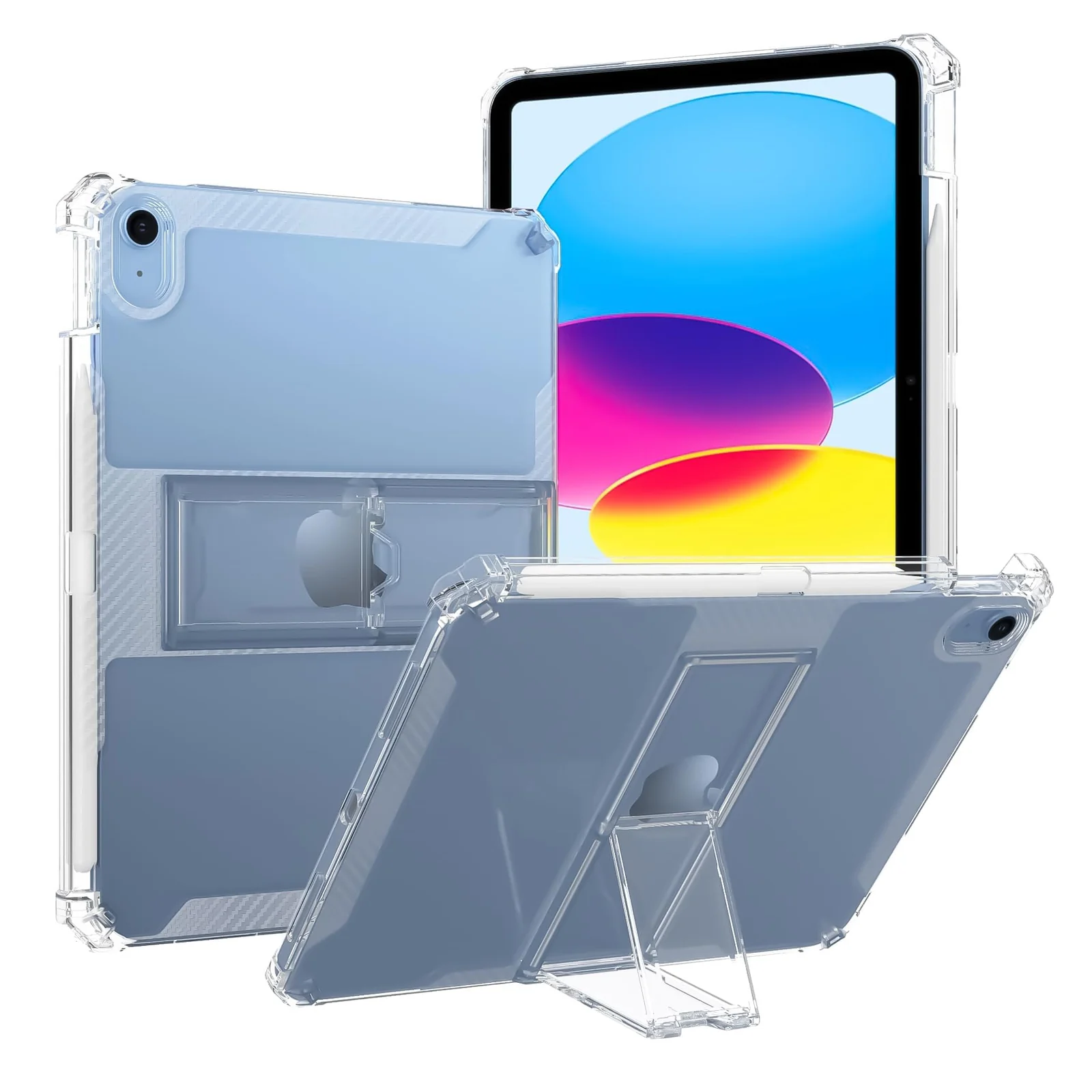 DL3 Mobilak Transparent Stand Case for iPad Mini 7 A17 Pro 2024/iPad Mini 6 2021 8.3 Inch iPad Mini 7th/6th Gen Shockproof, Slim Anti-Yellowing Bumper, Kickstand Cover, with Pencil Holder - Clear