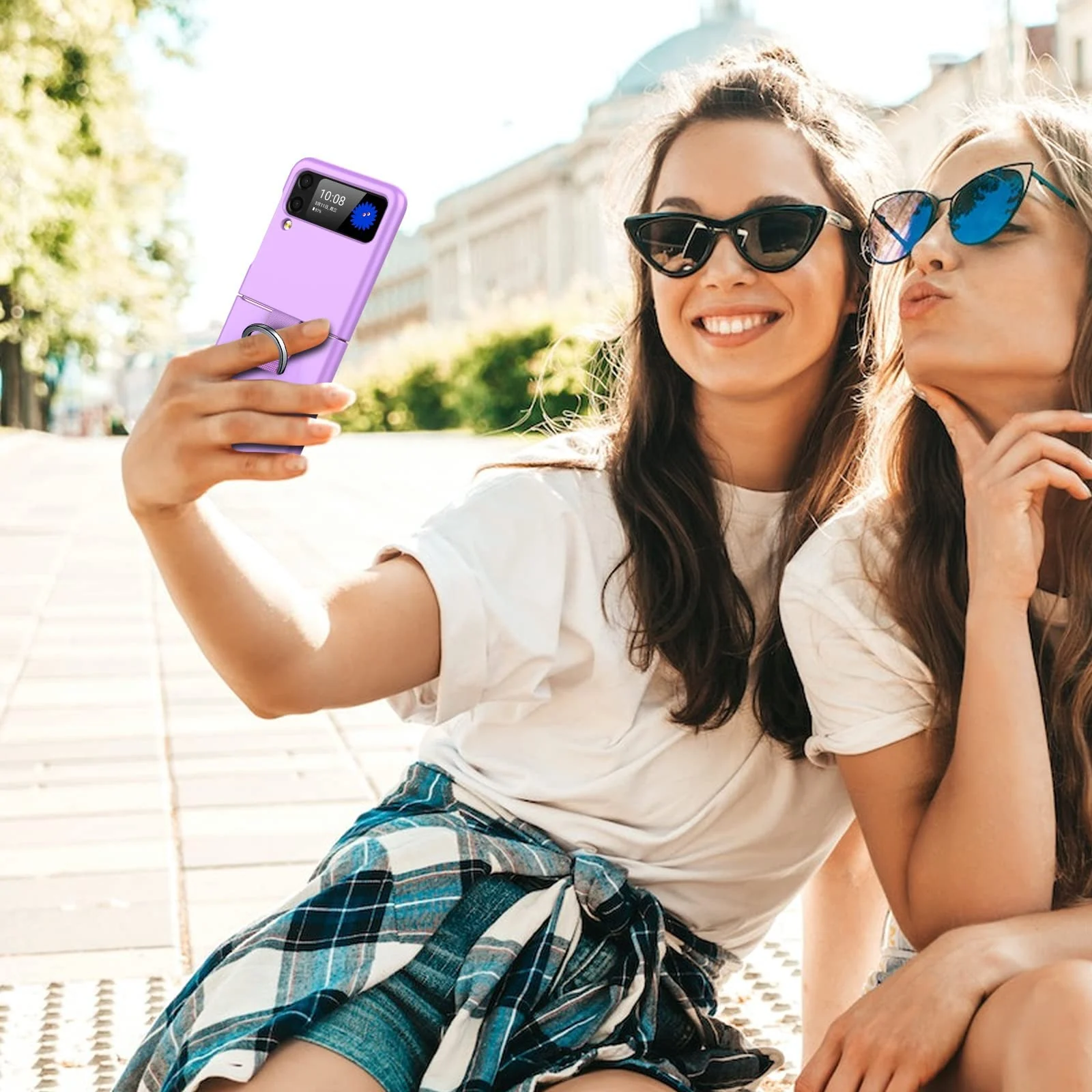 DL3 Mobilak for Samsung Galaxy Z Flip 4 Case with Ring, Galaxy Flip 4 Case All-Round for Z Flip 4 Phone Anti-Scratch Full-Body Shockproof Protective Case for Galaxy Z Flip 4 5G (2022) - Purple