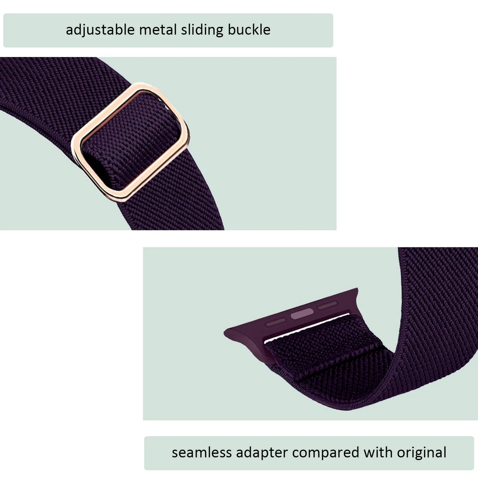 DL3 Mobilak Nylon Solo Loop Straps For Apple Watch Band 49mm 45mm 44mm 42mm 41mm 40mm 38mm, Elastic Wristbands for iwatch Ultra Series 9 8 7 6 5 4 3 2 1 Se (Deep, 42MM/44MM/45MM/49MM) - Deep Purple