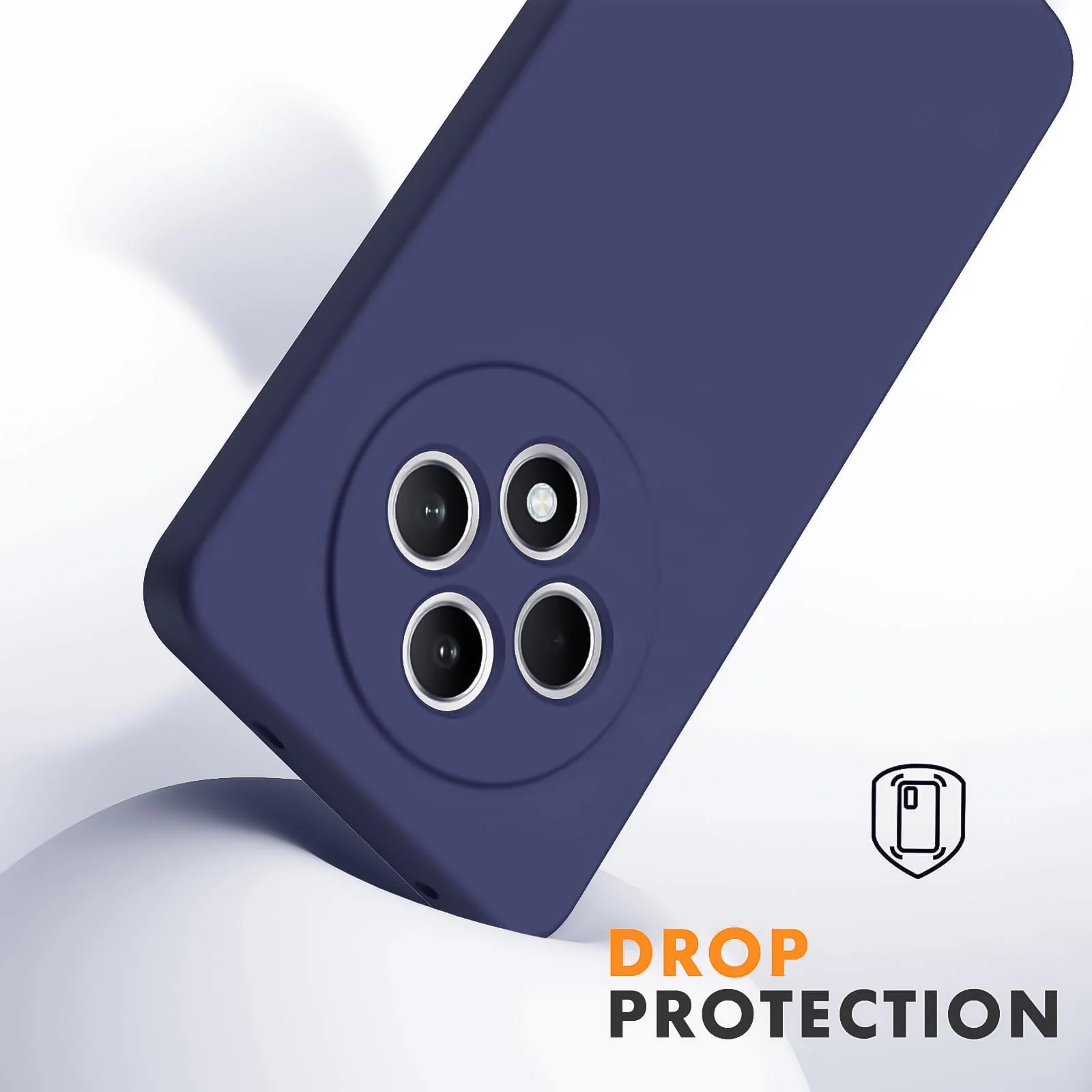 DL3 Mobilak Liquid Silicone Case for OPPO Reno 12 F / Reno 12F, Not compatible with MagSafe, Supports wireless charging, Camera protection - Dark Blue