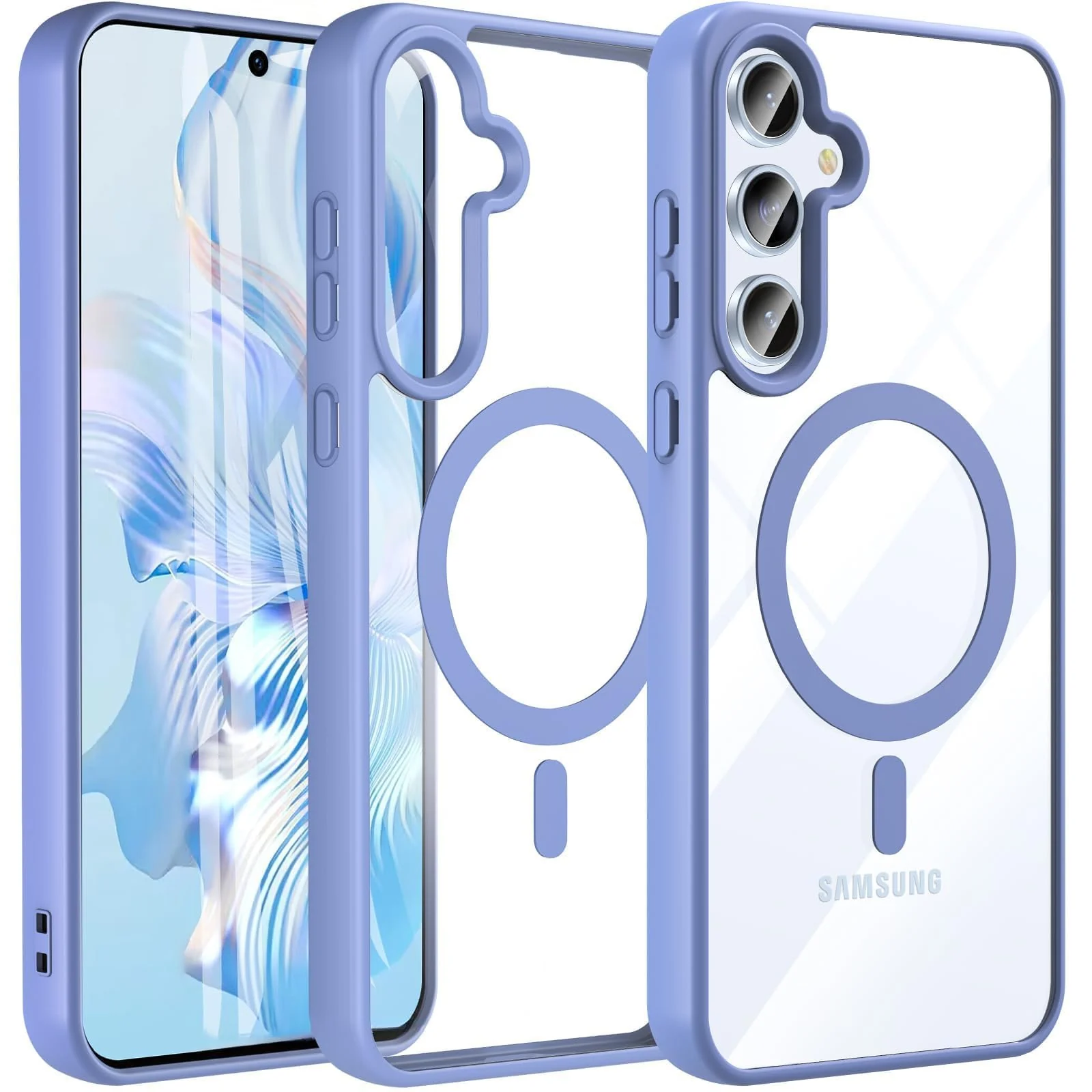 DL3 Mobilak Clear MagSafe-Compatible Magnetic Case for Samsung Galaxy A54 5G with Camera Protection and Magnetic Car-Mount Support - Sierra Blue