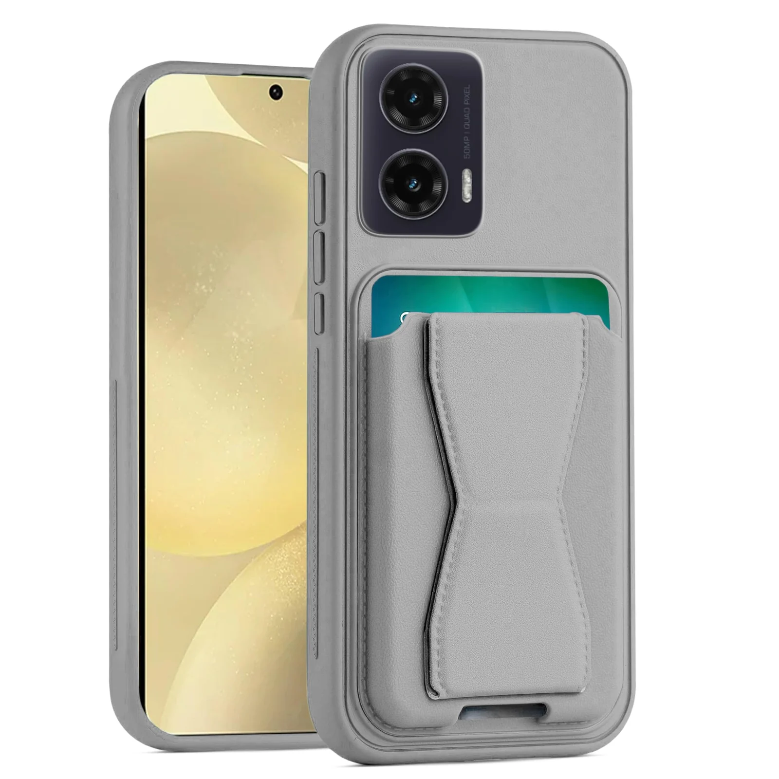 Dl3 Mobilak Leather Wallet Case Compatible with Motorola Moto G35 5G, Leather Back Cover With TPU Frame, Shockproof Protective Phone Case with Card Holder Stand - Brown