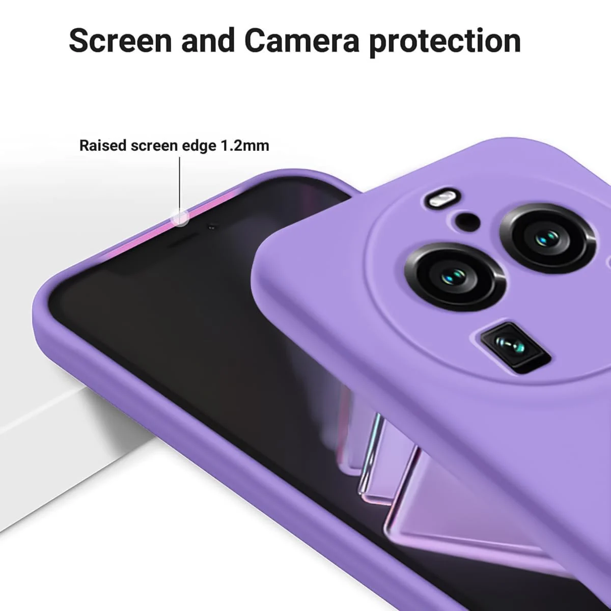 DL3 Mobilak Liquid Silicone Protective Case with Soft Microfiber Lining with Full Camera Protection for OPPO Find X6 Pro - Light Purple