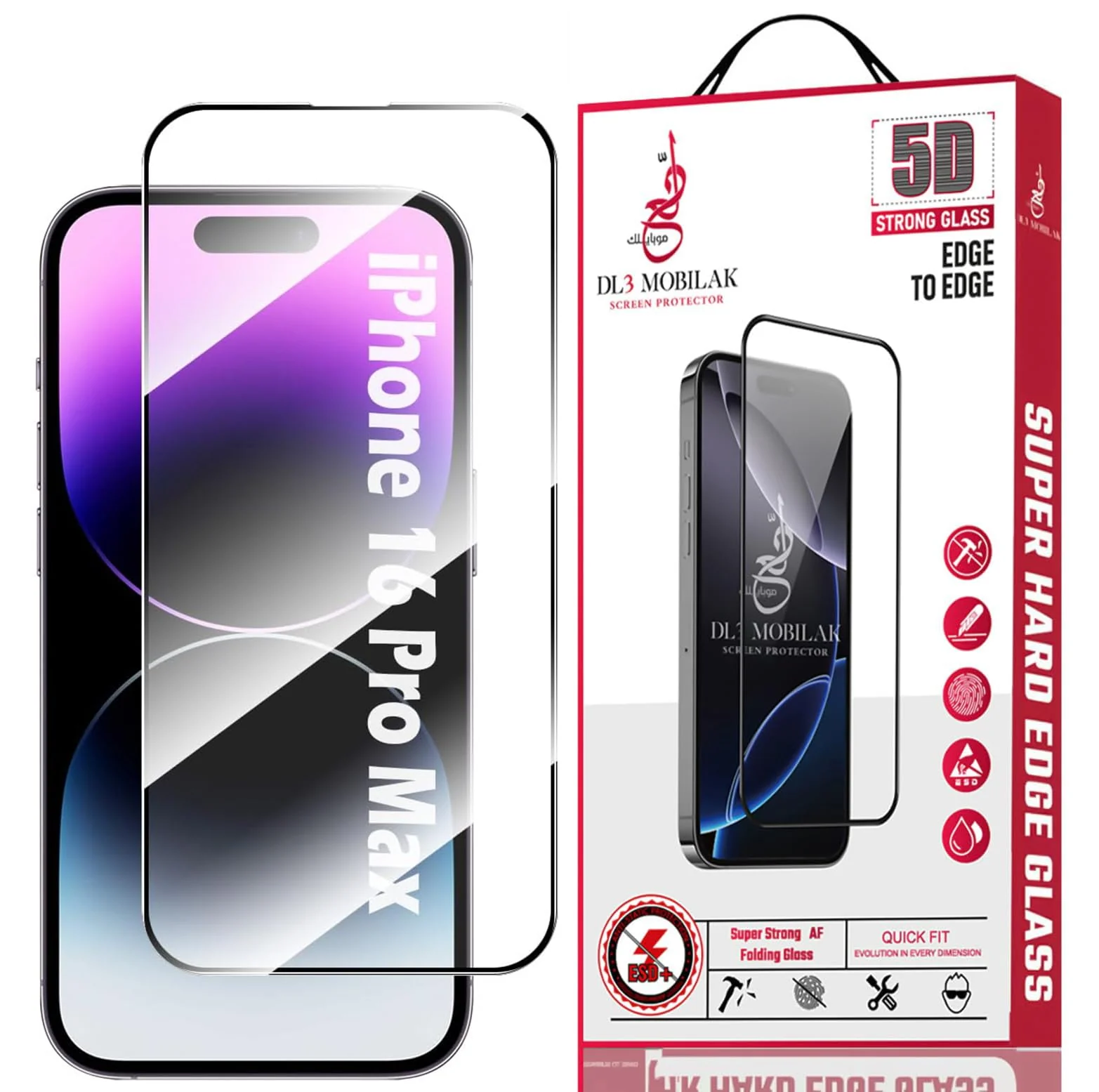 DL3 Mobilak for iPhone 16 Pro Max 6.9-Inch Tempered Glass Screen Protector, 9H Hardness Anti-Scratch Tempered Glass flim, Case Friendly, Anti-Scratch For iPhone 16 Pro Max - Clear
