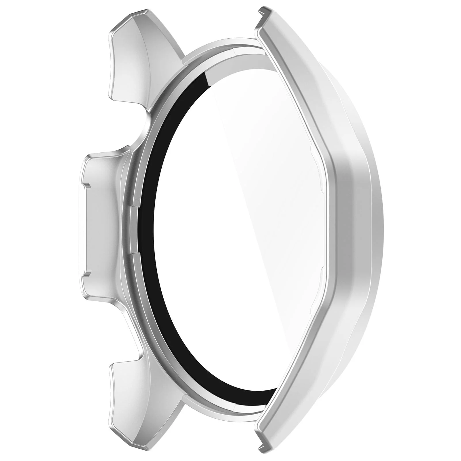 DL3 Mobilak Protective Case for Huawei Watch GT 4 46mm, Hard PC Bumper Cover with Built-in Tempered Glass Screen Protector Shell Cover Full Coverage Scratchproof with Scale - White