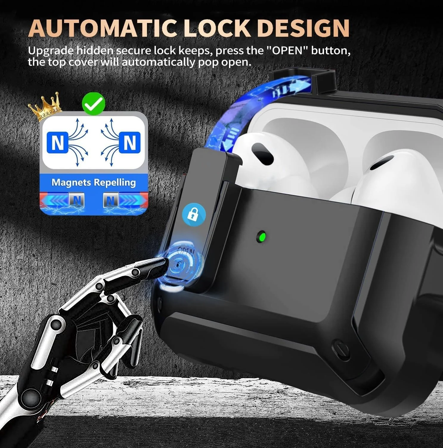 DL3 Mobilak Case for AirPods Pro 3 (2025) Cover with Lock, Compatible with AirPods Pro 3nd Generation/3st Generation Case (2025), Shockproof Cover for AirPods Pro 3 Case Men Women - Black