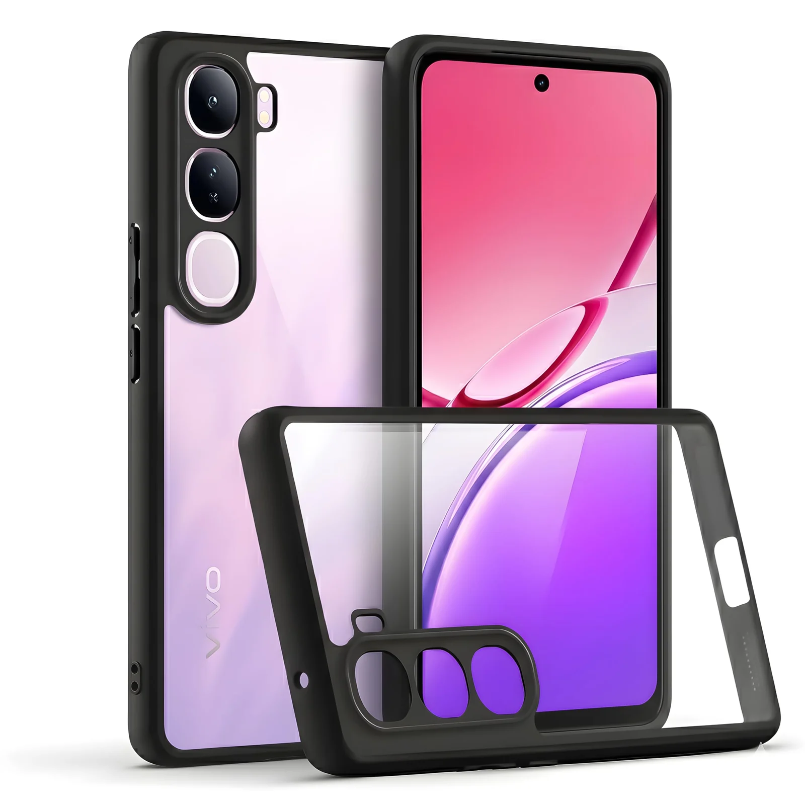 DL3 Mobilak Clear PC and TPU Protective Case for vivo Y21D, vivo Y31 5G with Camera Protection and Military-Grade Protection - Black
