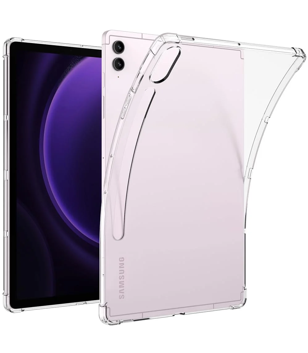 DL3 Mobilak Case Compatible with Samsung Galaxy Tab S9+ Plus/Galaxy Tab S9 FE+ Plus 12.4 Inch 2023, Ultra Thin Silicone Shockproof Back Shell HD TPU Protective Cover - Clear