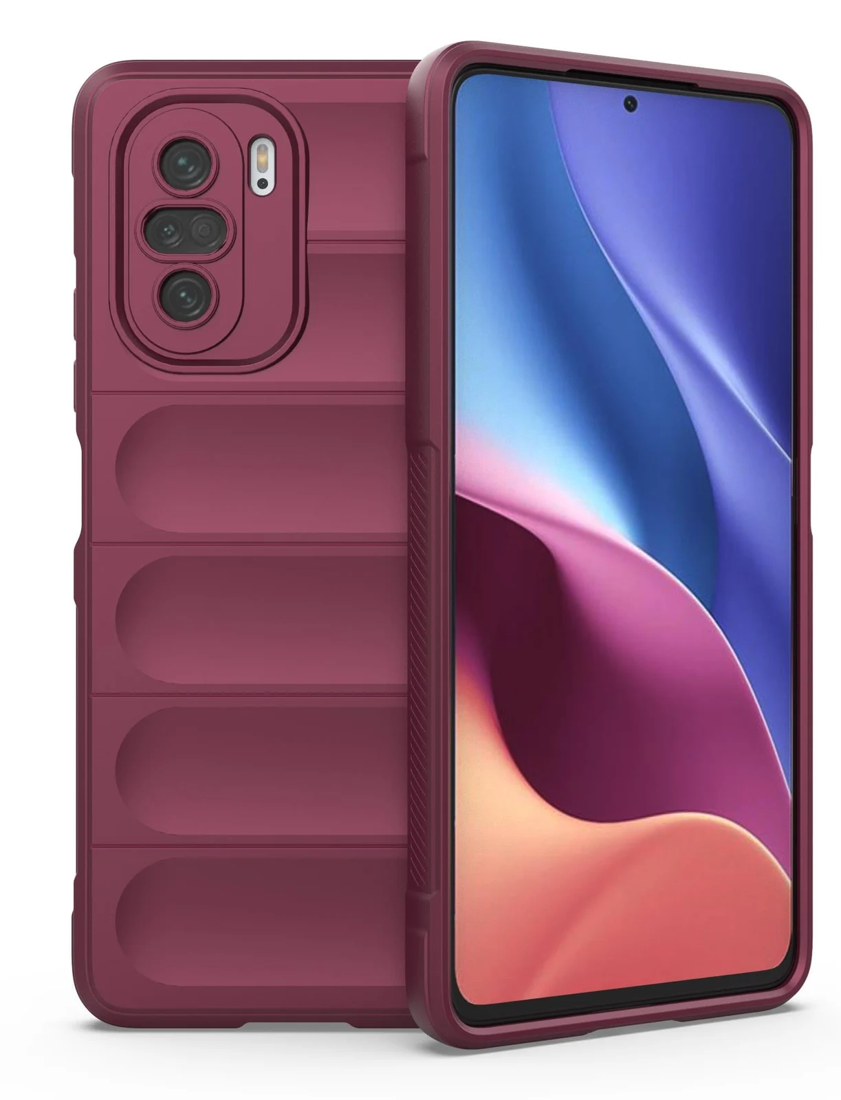 DL3 Mobilak Flexible Silicone and TPU Protective Case with Camera Protection for Xiaomi Poco F3 / RedMi K40 / K40 Pro / Mi 11i / Mi 11X - Wine Red