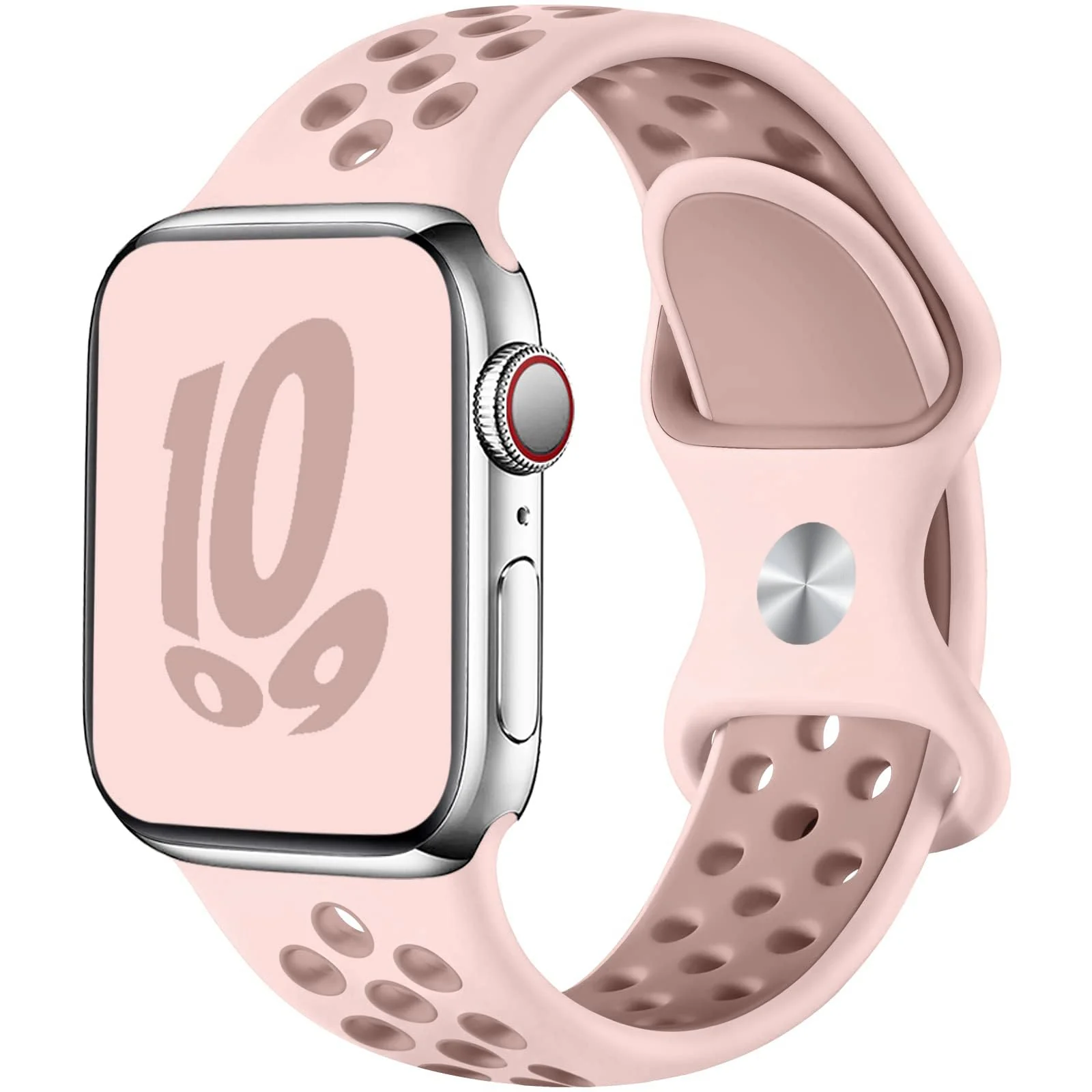 DL3 Mobilak Strap For Apple Watch Band 49mm 45mm 44mm 42mm 41mm 40mm 38mm, Breathable Silicone Wristband Strap for iWatch Ultra Series 9/8/7/6/5/4/3/2/1/SE (& Rose, 42mm/44mm/45mm/49mm) - Pink & Rose