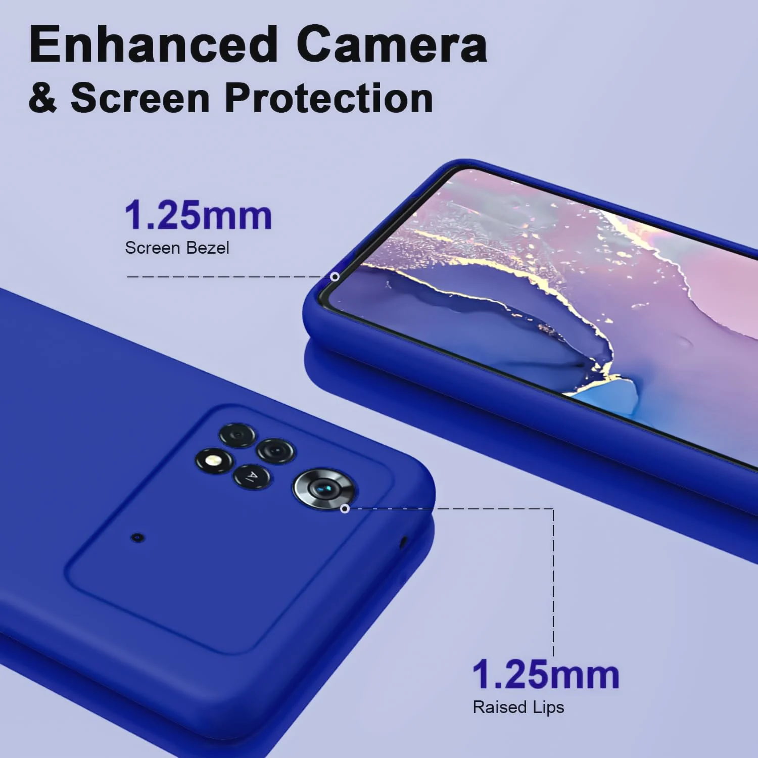 DL3 Mobilak Liquid Silicone Protective Case with Soft Microfiber Lining with Full Camera Protection for Xiaomi Poco X4 Pro 5G - Pepsi