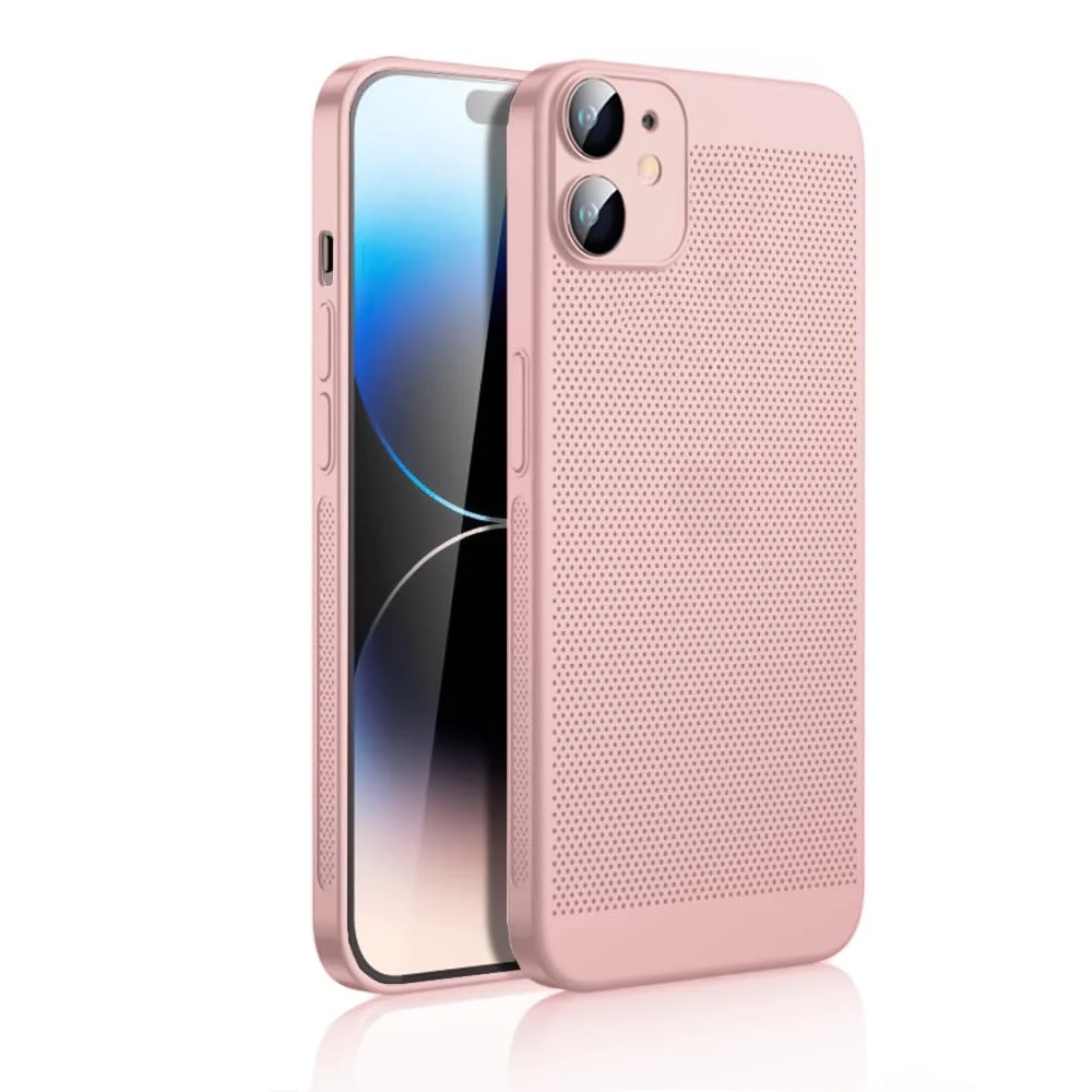 DL3 Mobilak Heat-Dissipation Hard PC Case with Built-In Camera Lens Protector for iPhone 12 6.1-Inch - Pink