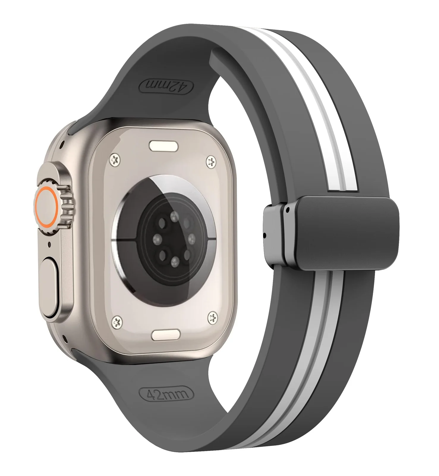 DL3 Mobilak Magnetic Strap for Apple Watch Band 49mm 45mm 44mm 41mm 40mm 38mm 42mm, Silicone Replacement Wristband Strap for iwatch Series 9 8/7/6/5/4/3/2/SE (38mm/40mm/41mm) - Grey White
