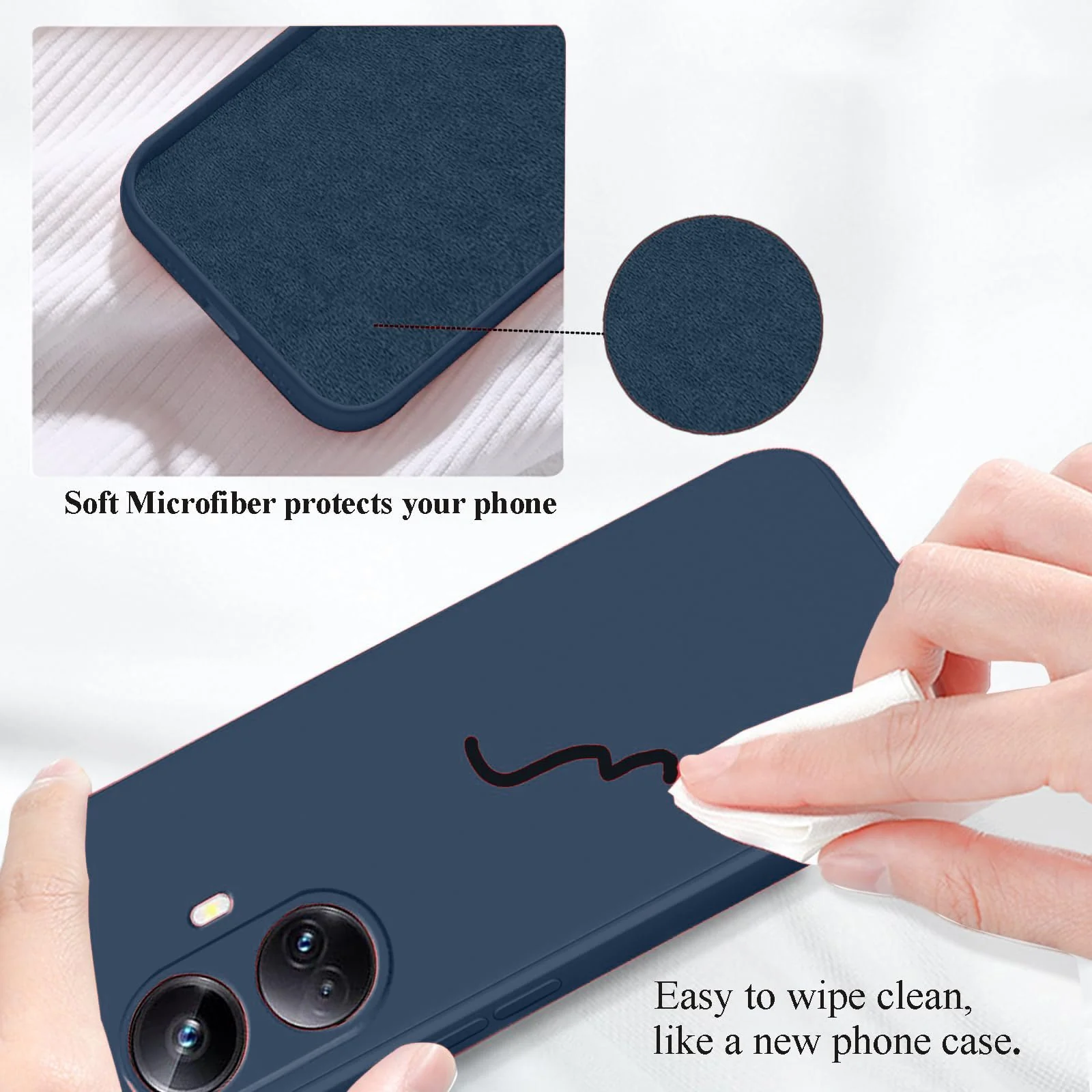 DL3 Mobilak Soft Silicone Protective Case for realme 10 pro plus with Microfiber Lining and Shockproof Design - Dark Blue