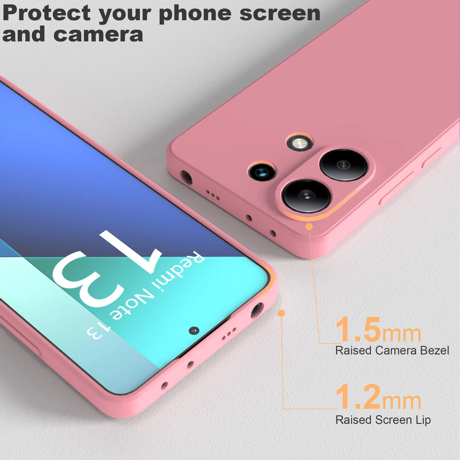 DL3 Mobilak Liquid Silicone Protective Case for Xiaomi Redmi Note 13 4G with Microfiber Lining and Shockproof Design - Pink