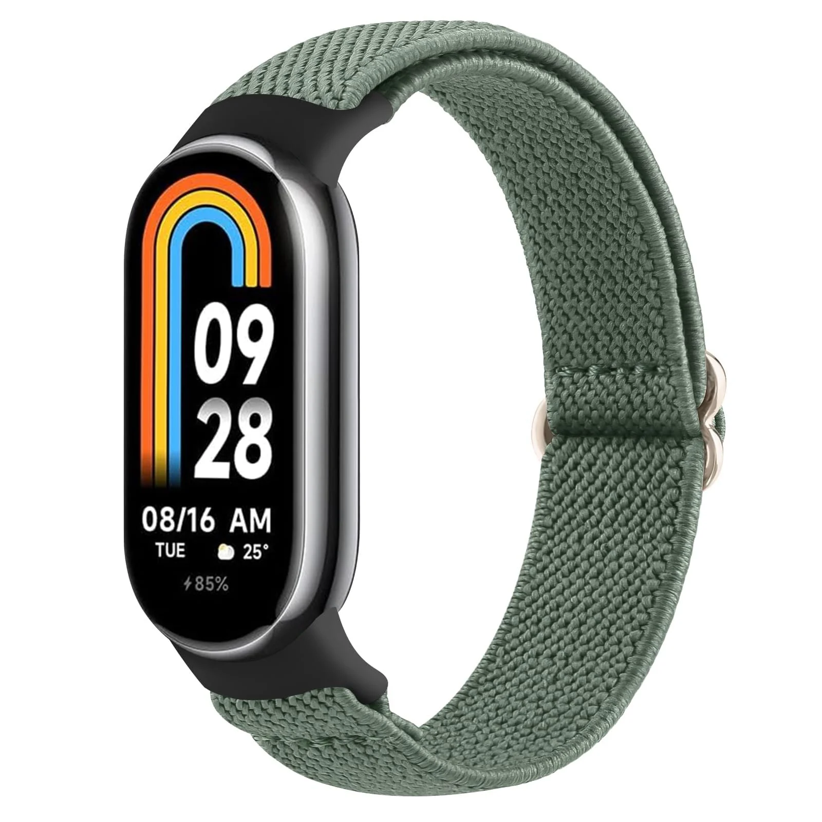 DL3 Mobilak Strap for Xiaomi Mi Band 10 / Xiaomi Mi Band 9 / Xiaomi Mi Band 8, Elastic Nylon Straps, Adjustable Breathable Replacement Bracelet for Xiaomi Smart Band 8/9/10 for Women Men - Green