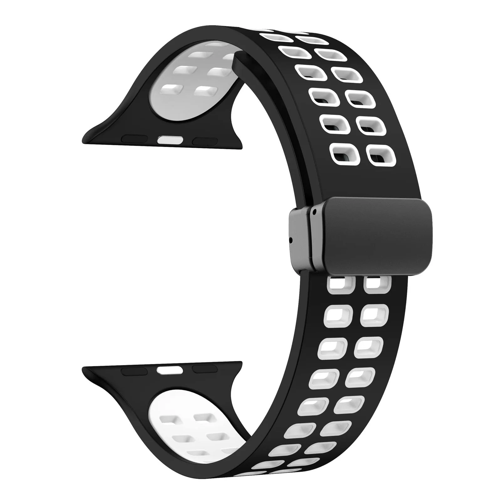 DL3 Mobilak Compatible with Apple Watch Ultra Band 49mm 45mm 44mm 42mm 41mm 40mm 38mm, Silicone Strap with Magnetic for iWatch Ultra SE Series 9 8 7 6 5 4 3 2 1 (42mm/44mm/45mm/49mm) - Black White