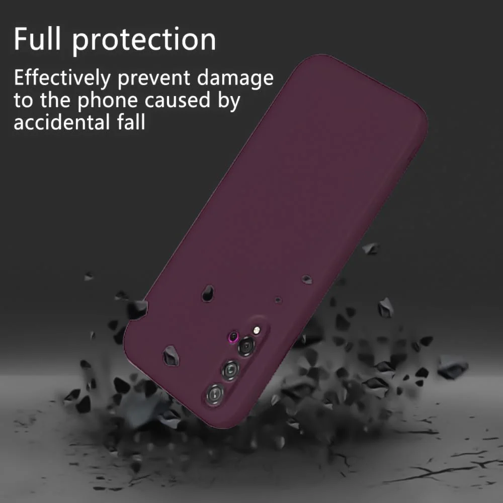 DL3 Mobilak Liquid Silicone Protective Case for Huawei nova 5T with Microfiber Lining and Shockproof Design - Wine Red