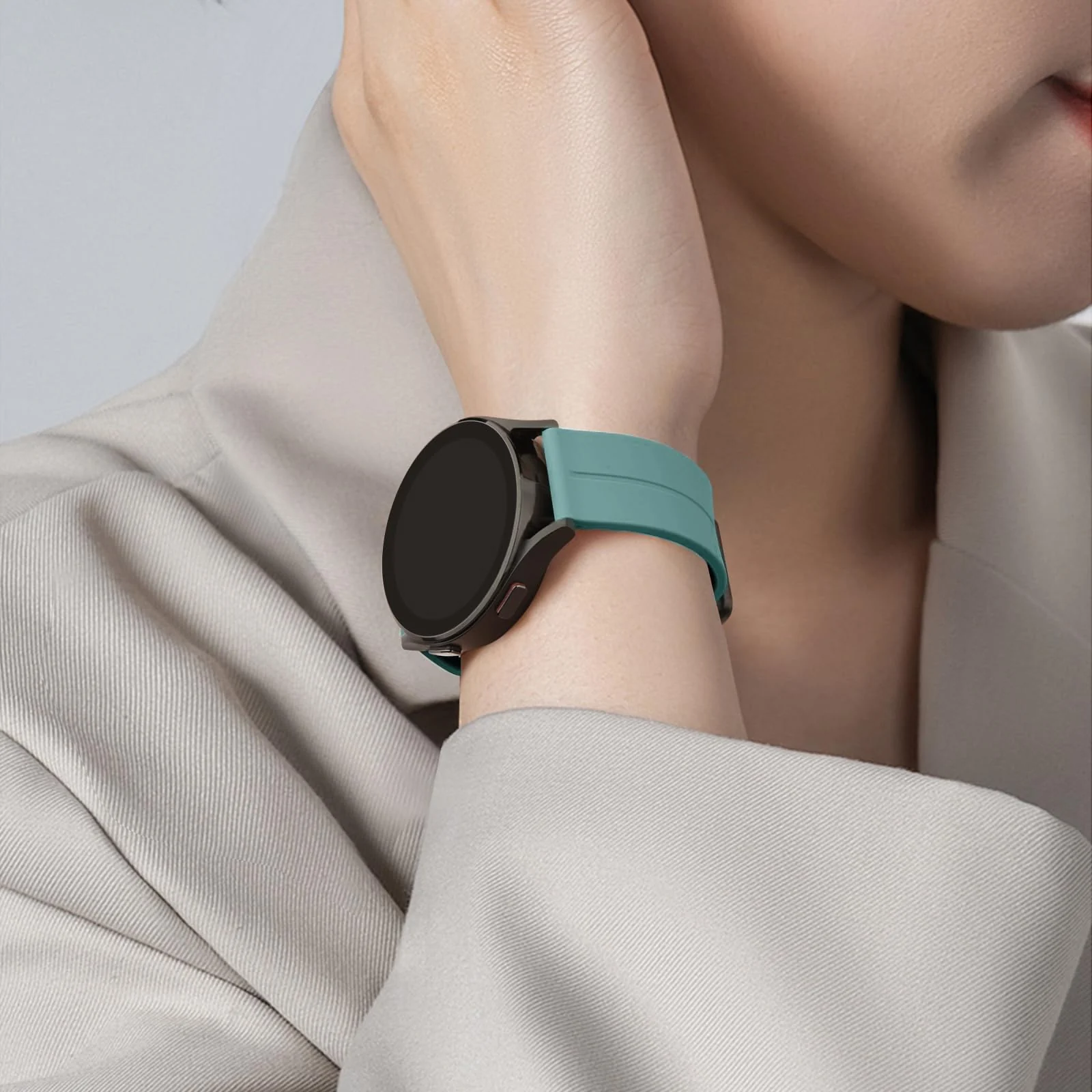 DL3 Mobilak 22MM Silicone Band Magnetic Clasp Strap For Xiaomi Redmi Watch 5 Active/5 Lite/Samsung Galaxy Watch 46mm/Watch 3 45mm/Gear S3/Huawei watch (GT6 GT5 GT4 GT3 46MM)/GT6 Pro/Amazfit GTR4 (A-Pine) - A-Pine Green