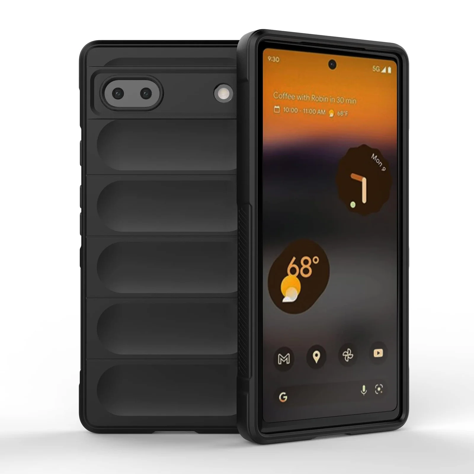 DL3 Mobilak Silicone Case for Google Pixel 6A Heavy Duty Protective [Slim Fit] Shockproof Soft Flexible Protective Design Shock-Absorption TPU Cover With Camera Protection - Black