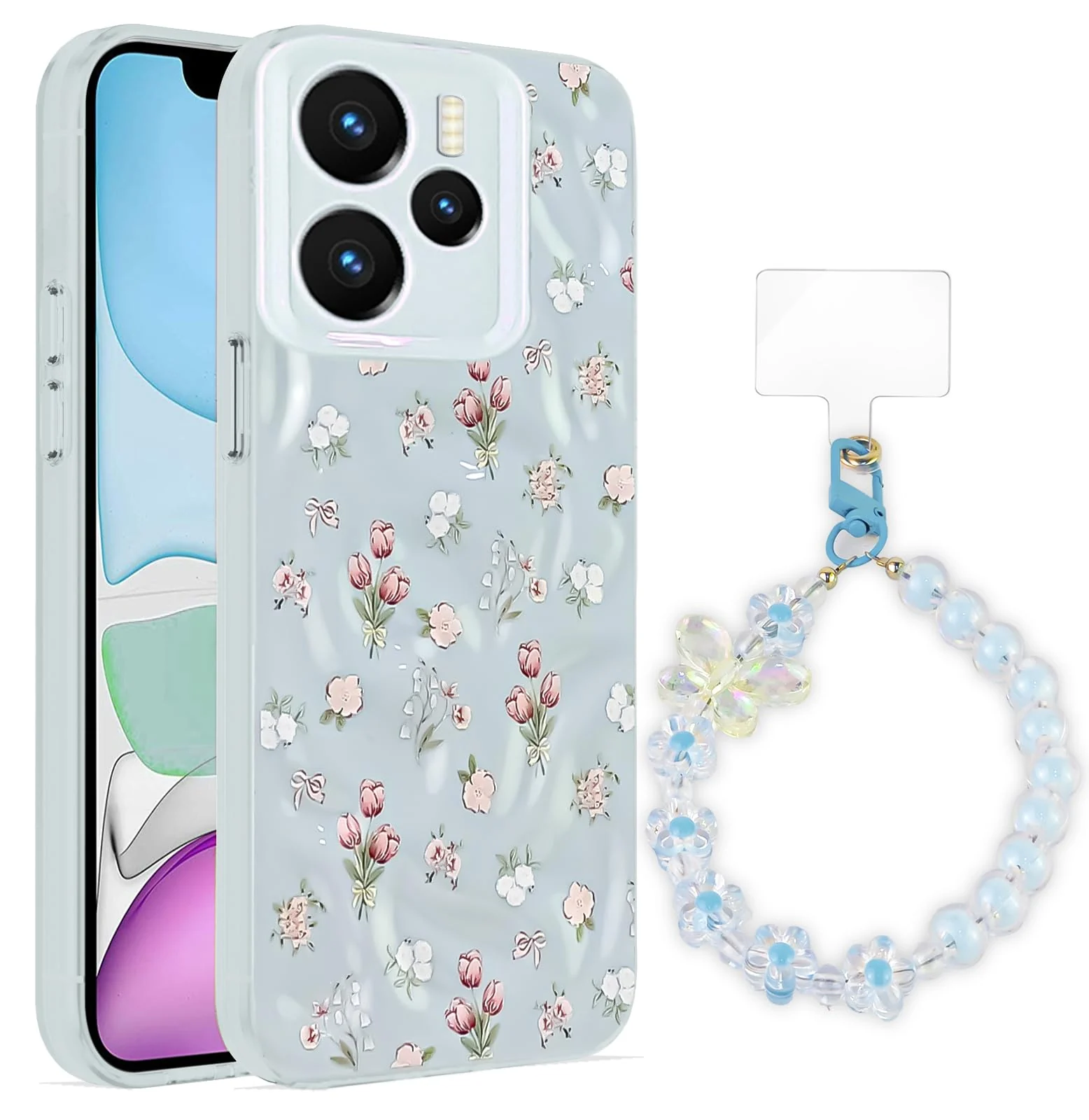 Dl3 Mobilak Case Compatible with Redmi Note 14 4G (Not 5G), Cute Printed Soft TPU Phone Cover with Beaded Wrist Strap, Shockproof Camera Protection, Slim Protective Case for Women & Girls - Style 1