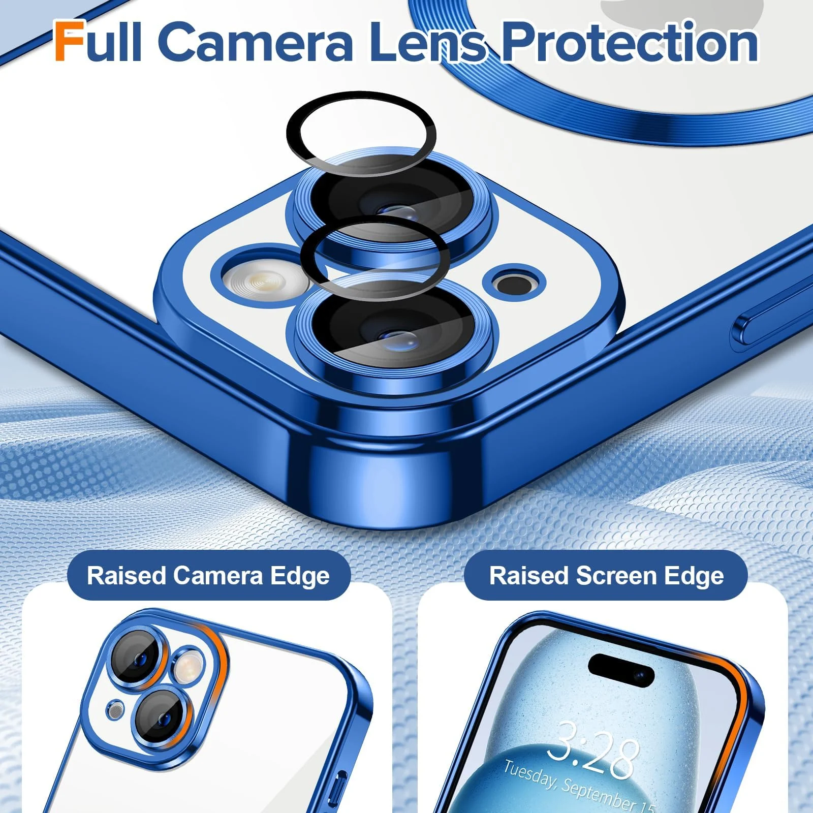 DL3 Mobilak MagSafe-Compatible Magnetic Case for iPhone 15 with Camera Protection and Shockproof Design - Blue