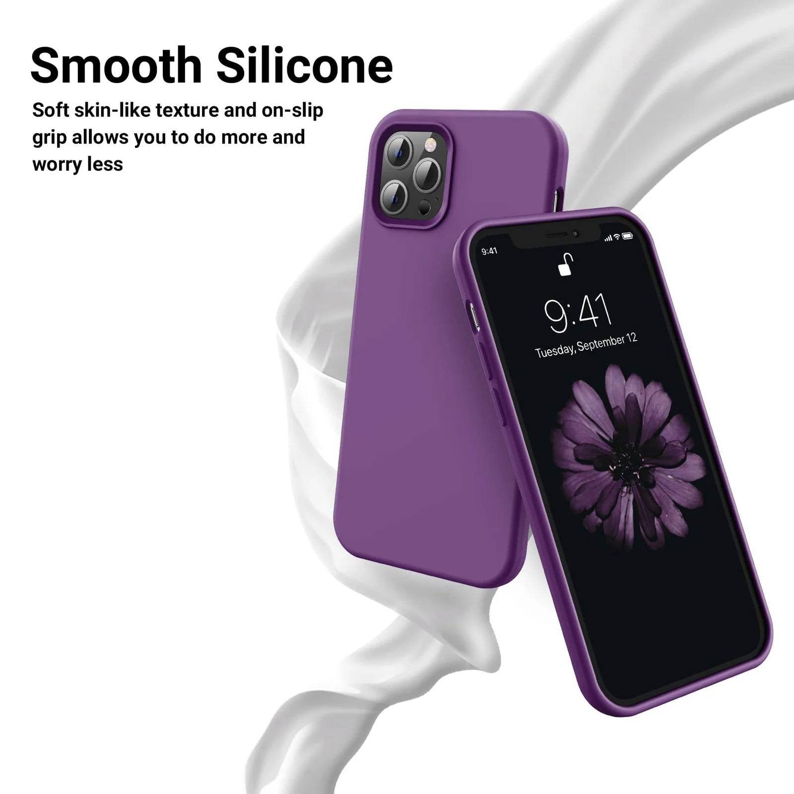 DL3 Mobilak Liquid Silicone Case for iPhone 11 Pro Max (6.5 Inch), Shock-absorbing protection, Scratch-resistant surface, Soft microfiber lining - A.Violet