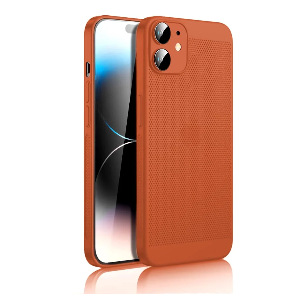 DL3 Mobilak PC Protective Case for iPhone 12 6.1-Inch with Camera Protection and Shockproof Design - Orange