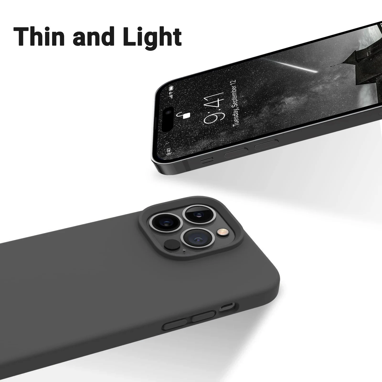 DL3 Mobilak Liquid Silicone Case for iPhone 12 / 12 Pro (6.1 Inch), Shock-absorbing protection, Scratch-resistant surface, Soft microfiber lining - Deep Grey