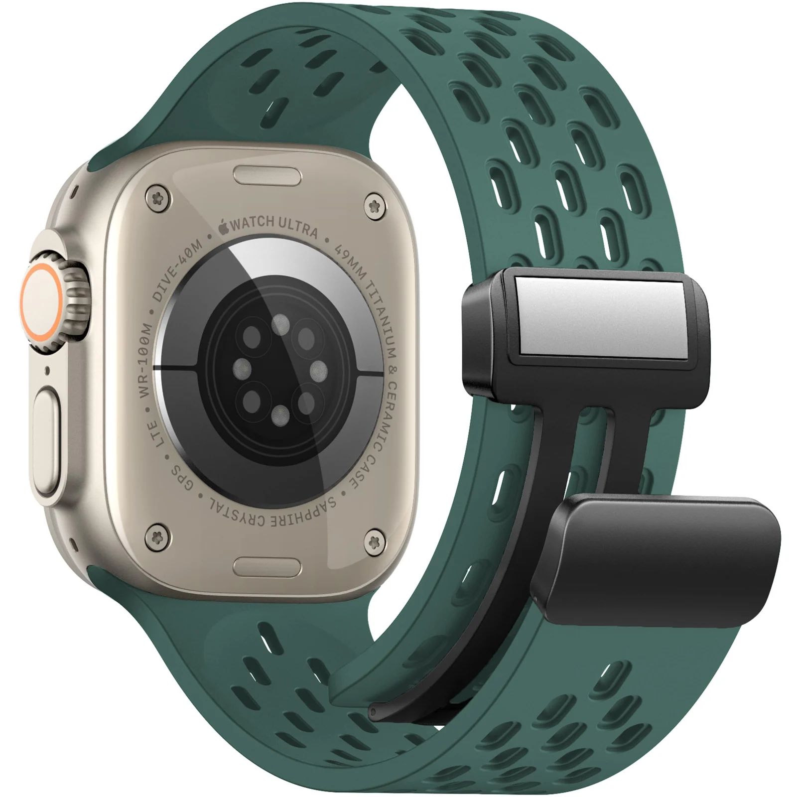 DL3 Mobilak Magnetic Bands for Apple Watch Band 49mm 46mm 45mm 44mm 42mm, Soft Silicone Magnetic Buckle Breathable Sport Watch Strap for iWatch Ultra2 Ultra SE SE2 Series 10 9 8 7 6 5 4 3 2 1 - Pine Green