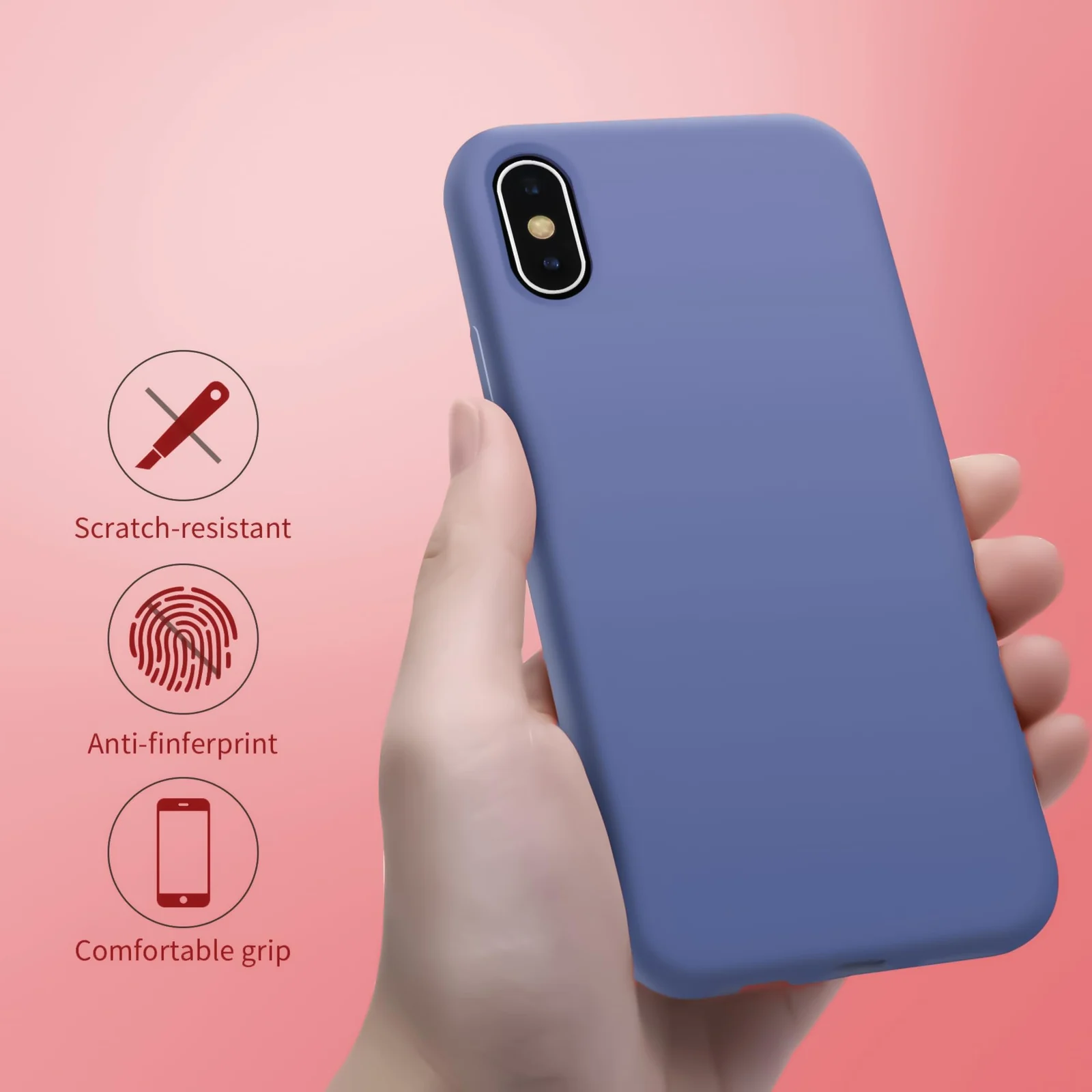 DL3 Mobilak Compatible with iPhone XS Max Case, Liquid Silicone Case, Full Body Protective Cover, Shockproof, Slim Phone Case, Anti-Scratch Soft Microfiber Lining - Lavender Blue