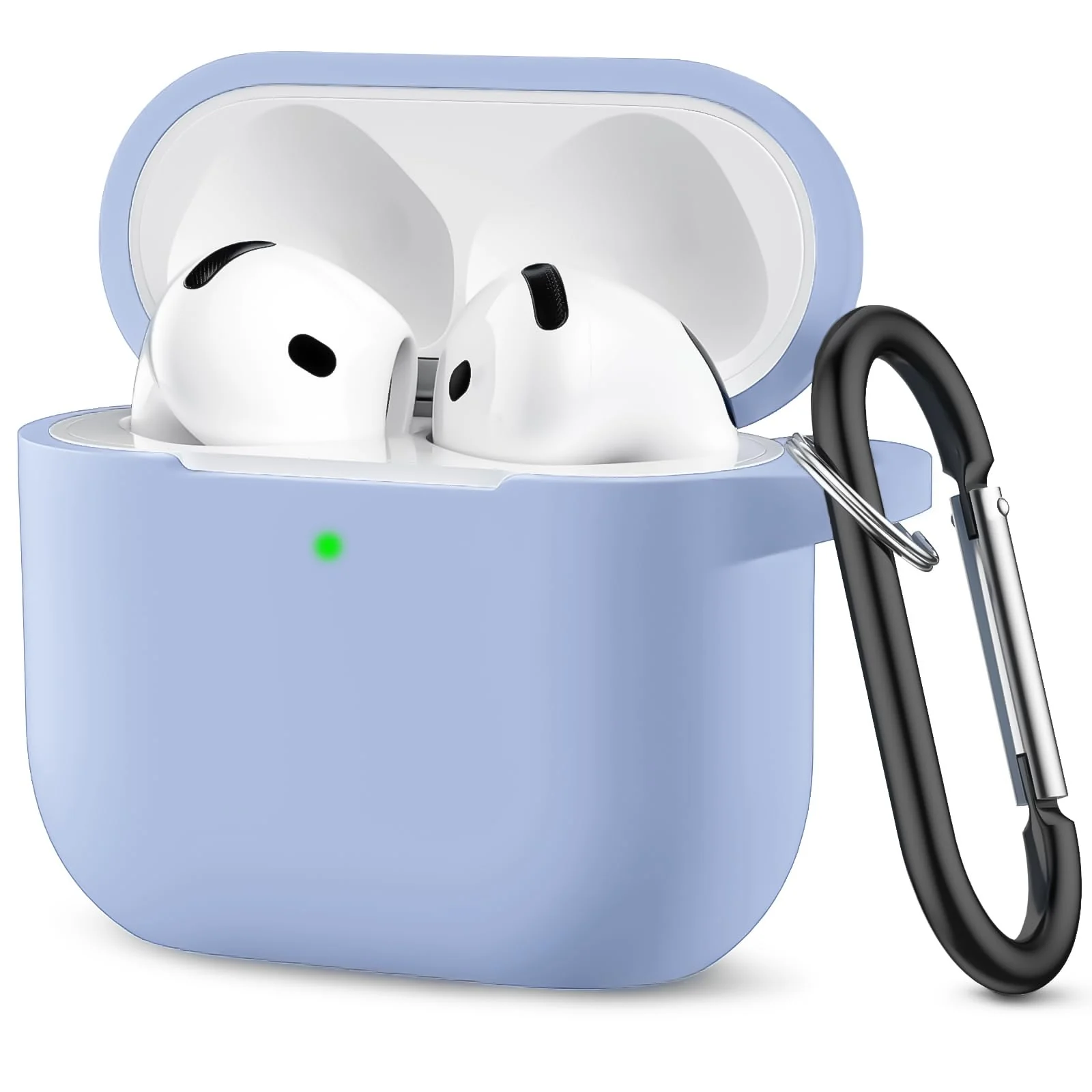 DL3 Mobilak Compatible with AirPods 4 Case (2024), Soft Silicone Full Protective Case Cover with Keychain, For Apple AirPods 4th Generation for Women Men - Sku Blue