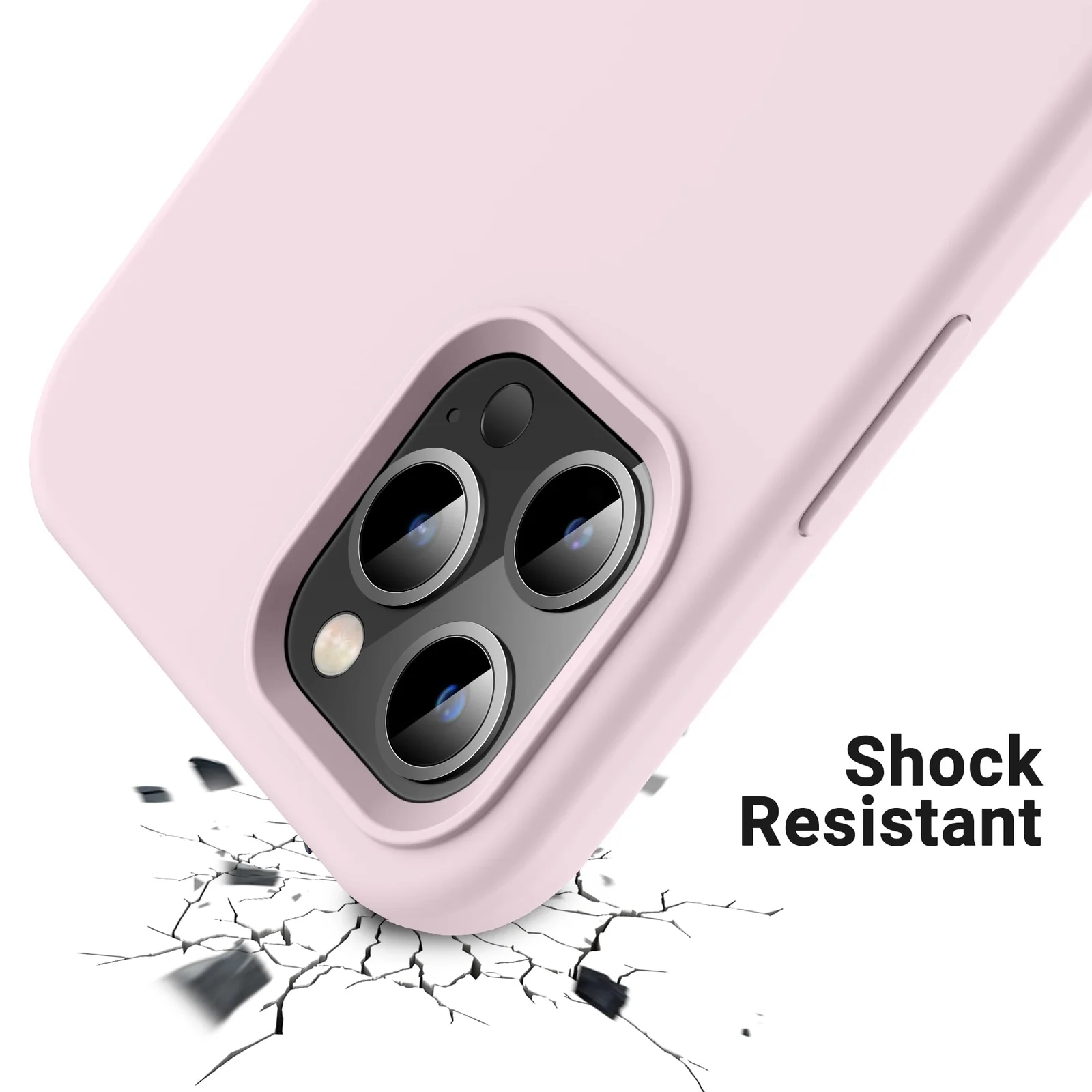 DL3 Mobilak Liquid Silicone Protective Case with Soft Microfiber Lining for iPhone 12 / 12 Pro (6.1 Inch) - Ice Pink
