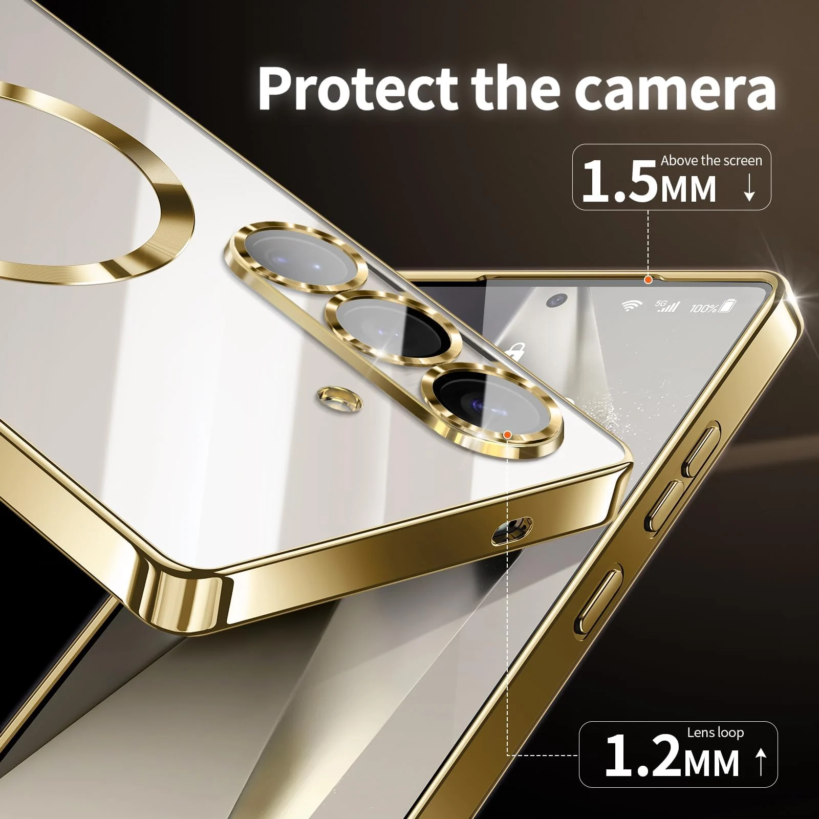 DL3 Mobilak Clear MagSafe-Compatible TPU Case and Camera Lens Protector for Samsung Galaxy A36 5G - Gold