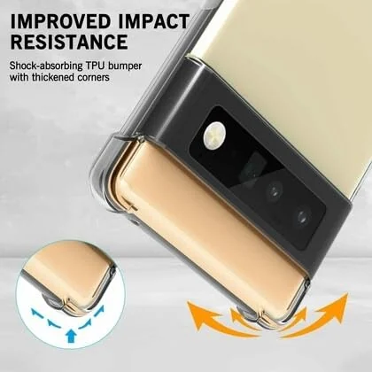 DL3 Mobilak Case Compatible with Google Pixel 6 Pro, Cover Silicone TPU Gorilla Anti-shock Protector Camera Shockproof Corners - Clear