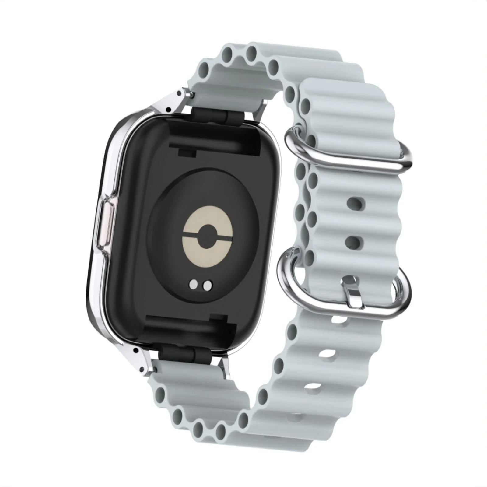 DL3 Mobilak Ocean Strap Compatible with Xiaomi Redmi Watch 3, Adjustable Silicone Strap with Metal Buckle, Band With Frame Metal Women Men Replacement Strap - Gray