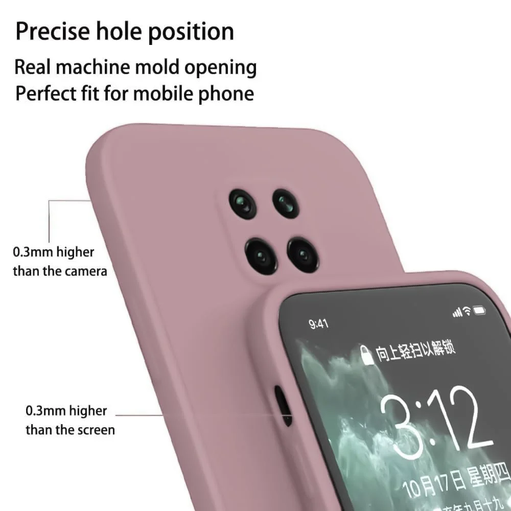 DL3 Mobilak Silicone Protective Case for Xiaomi Redmi Note 9S / 9 Pro / 9 Pro Max, Shock-absorbing protection, Scratch-resistant surface, Soft microfiber lining - Cashmere