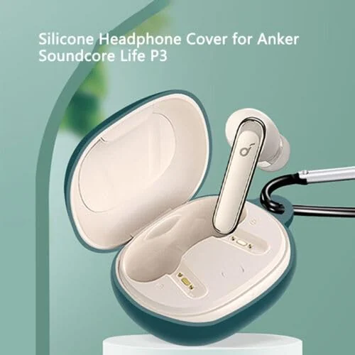 DL3 Mobilak Silicone Case Compatible with Soundcore Life P3 Earbuds, Soft Silicone Protective Case Cover, Shockproof Sleeve with Carabiner - Green