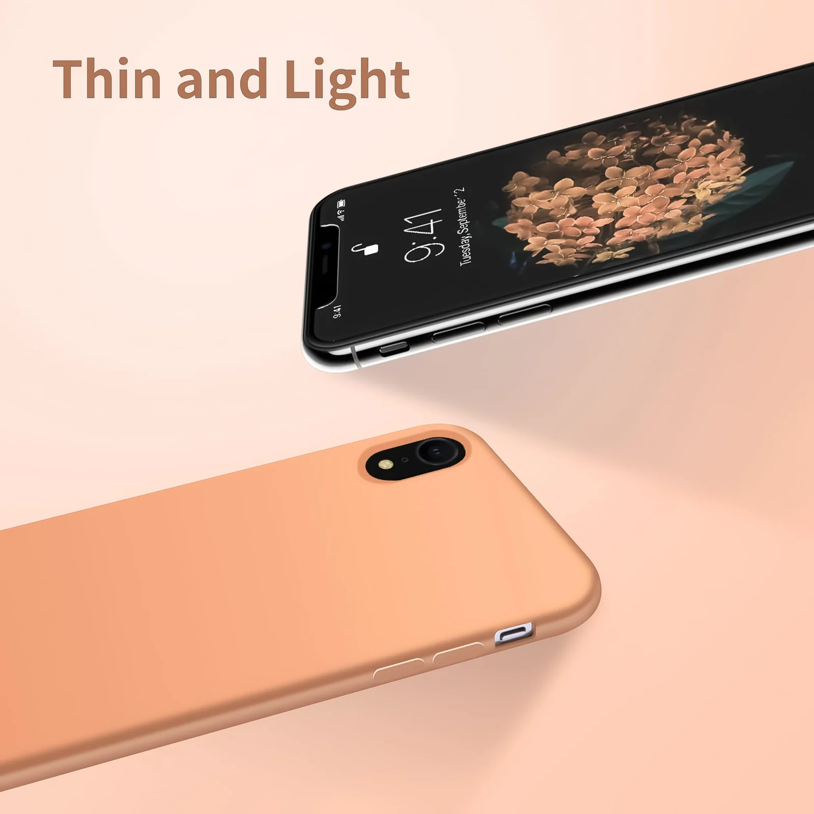 DL3 Mobilak Compatible with iPhone XR Case, Liquid Silicone Case, Full Body Protective Cover, Shockproof, Slim Phone Case, Anti-Scratch Soft Microfiber Lining - A. Orange
