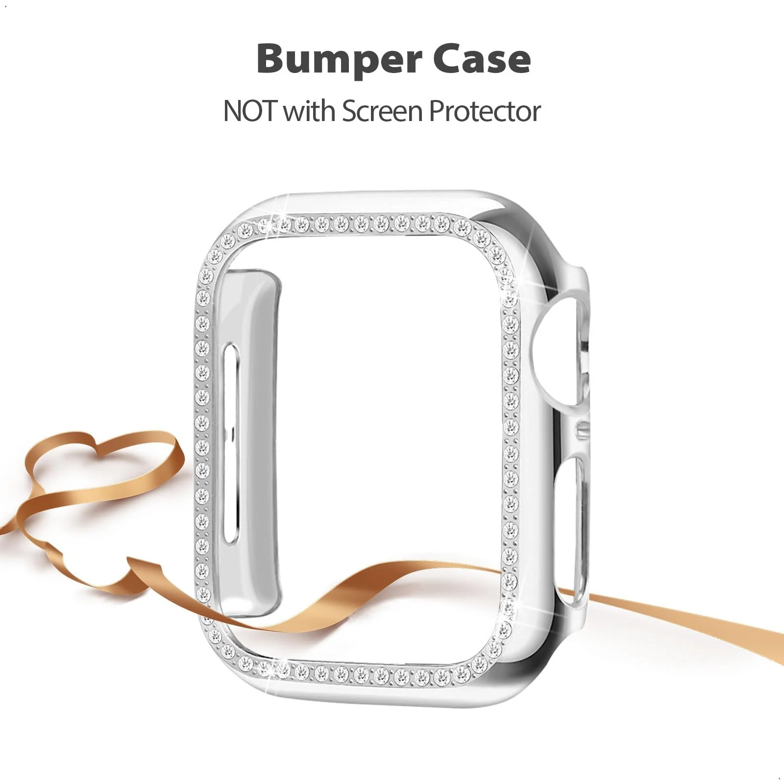 DL3 MOBILAK Bling Hard PC Watch Bumper Case for Apple Watch Series 4 and 5 and 6 and SE 40MM - Silver