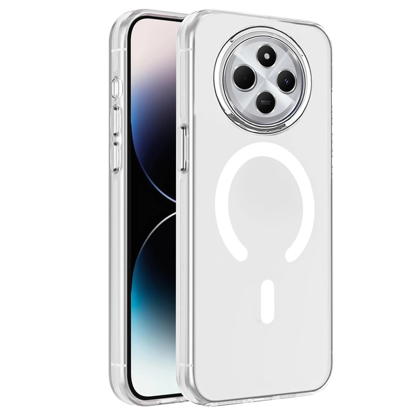 DL3 Mobilak Case for Xiaomi Redmi 14C/Redmi A4/Poco C75 Crystal Clear [Not Compatible with MagSafe] Soft TPU Gel Case Flexible Silicone Anti-Scratch Transparent TPU Cover - White