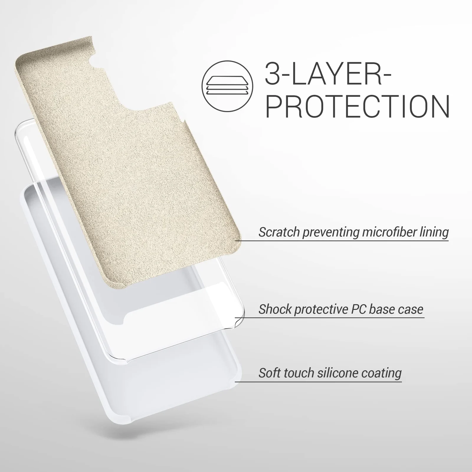 DL3 Mobilak Compatible with Samsung Galaxy S21 FE 5G Case, Liquid Silicone Case, Full Body Protective Cover, Shockproof, Slim Phone Case, Anti-Scratch Soft Microfiber Lining - White