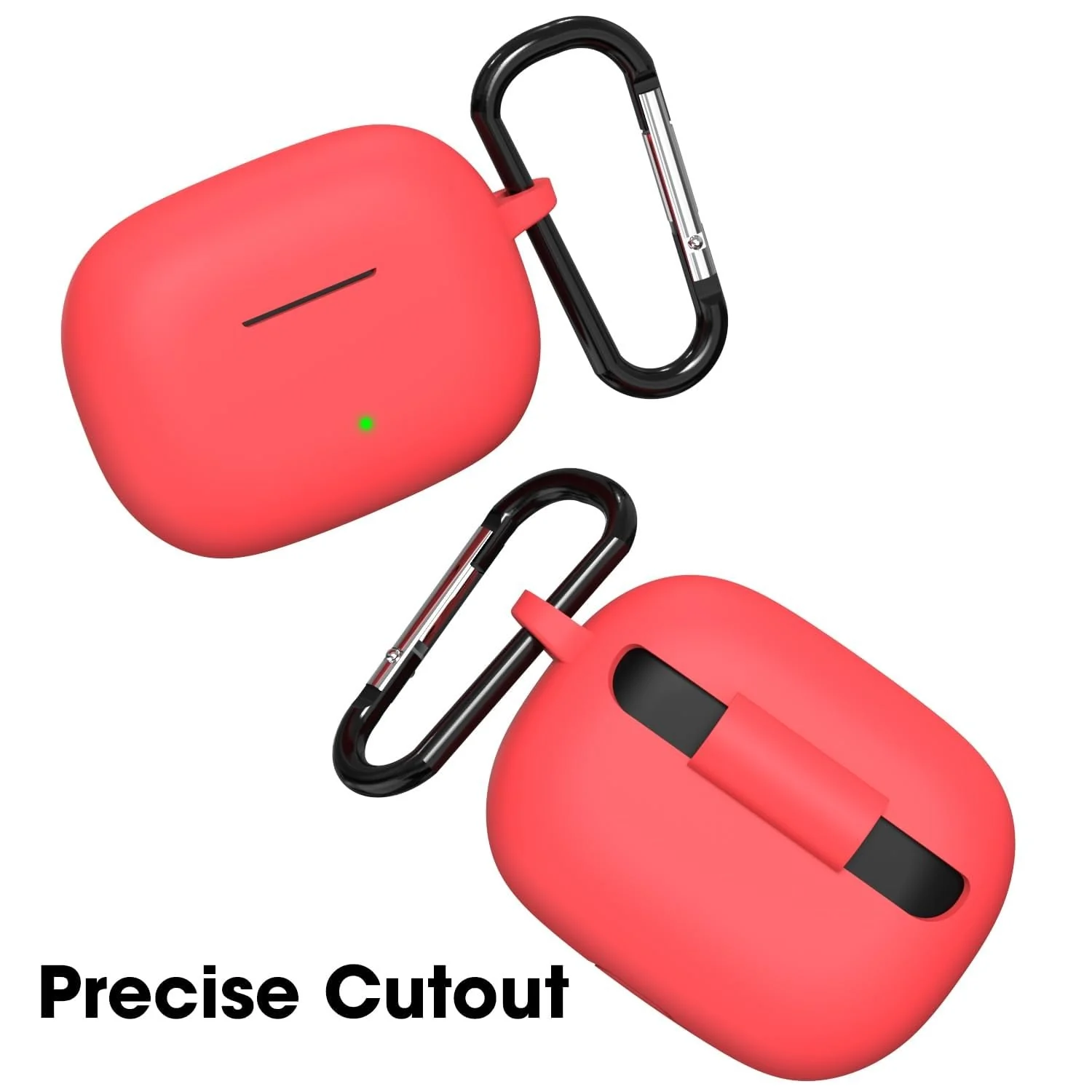 DL3 Mobilak Silicone Case Compatible with realme Buds T300 TWS Earbuds, Soft Silicone Protective Case Cover, Shockproof Sleeve with Carabiner For realme Buds T300 TWS - Red