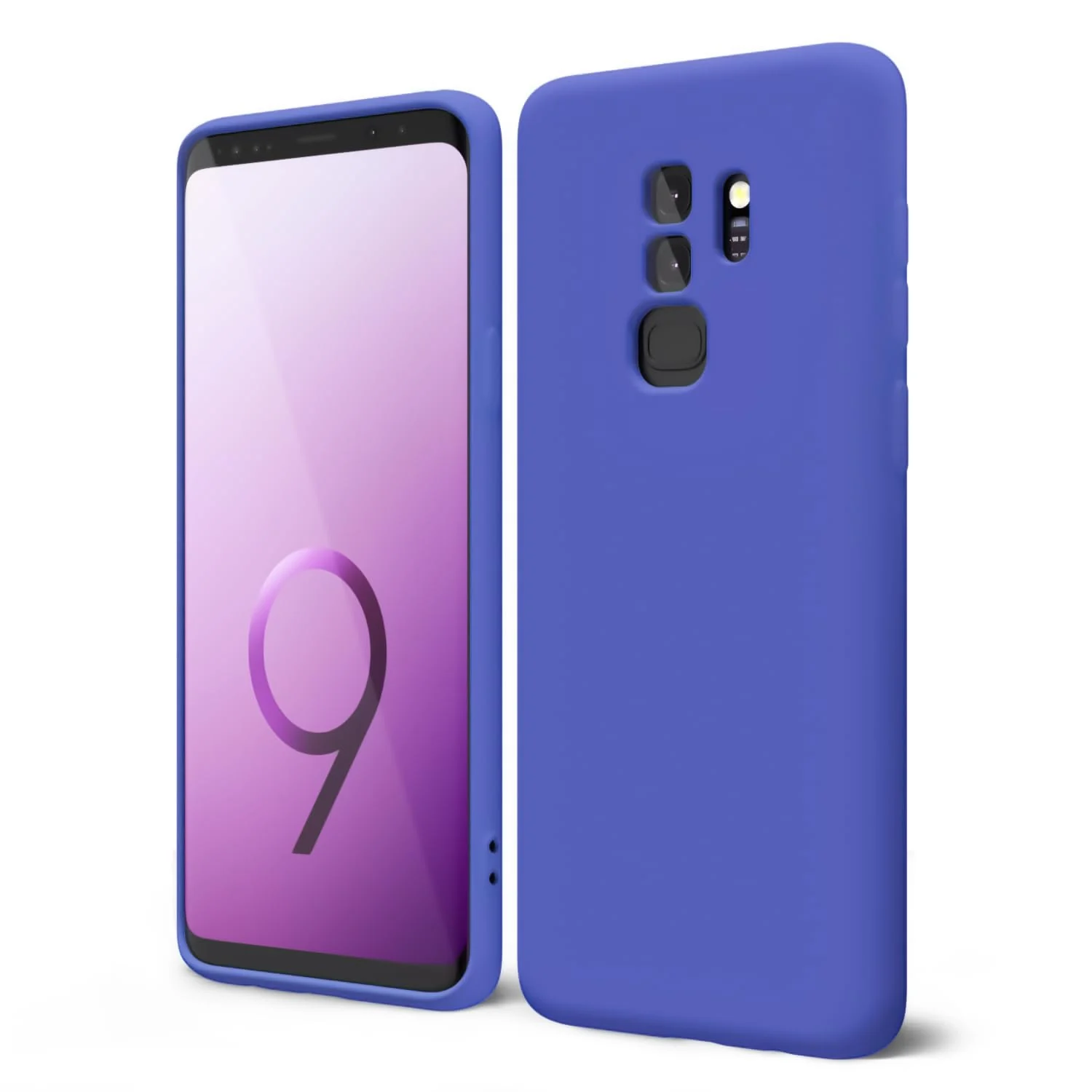 DL3 Mobilak Liquid Silicone Protective Case with Soft Microfiber Lining with Full Camera Protection for Samsung Galaxy S9 Plus - Light Blue