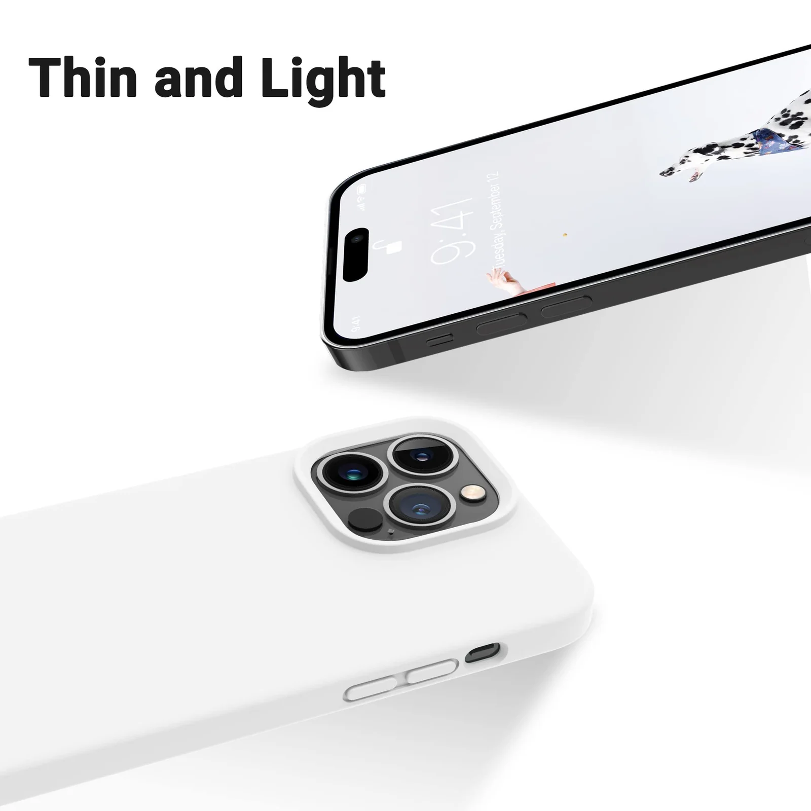 DL3 Mobilak Liquid Silicone Protective Case with Soft Microfiber Lining for iPhone 13 Pro Max (6.7 Inch) - White