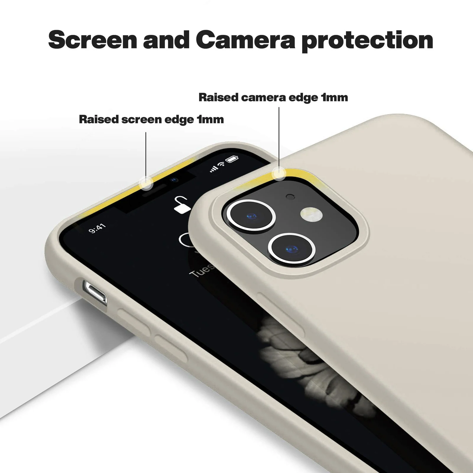 DL3 Mobilak Liquid Silicone Protective Case for iPhone 11 (6.1 Inch) with Camera Protection and Microfiber Lining - Off White