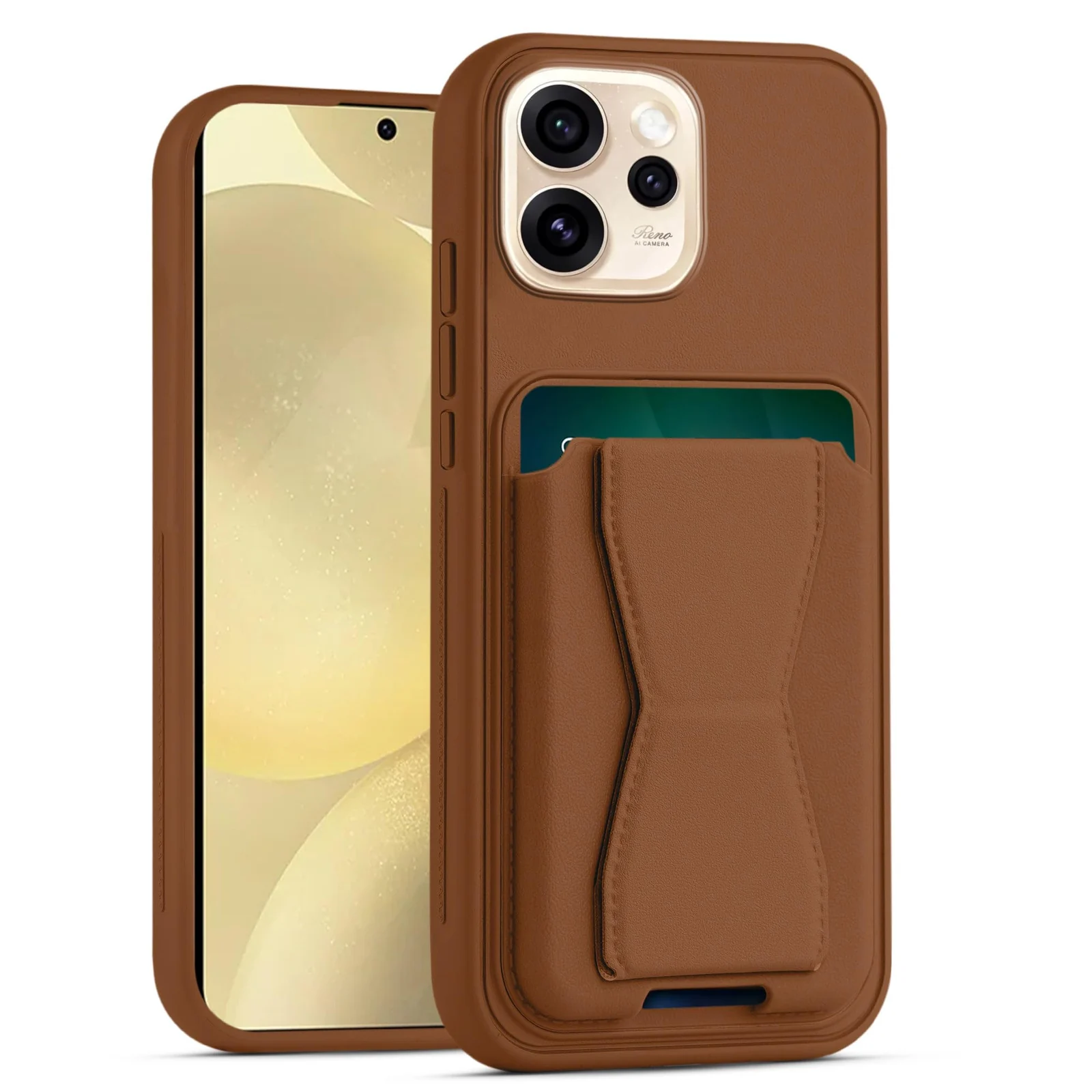 Dl3 Mobilak Leather Wallet Case Compatible with Oppo Reno15 Pro Max, Leather Back Cover With TPU Frame, Shockproof Protective Phone Case with Card Holder Stand (Black)