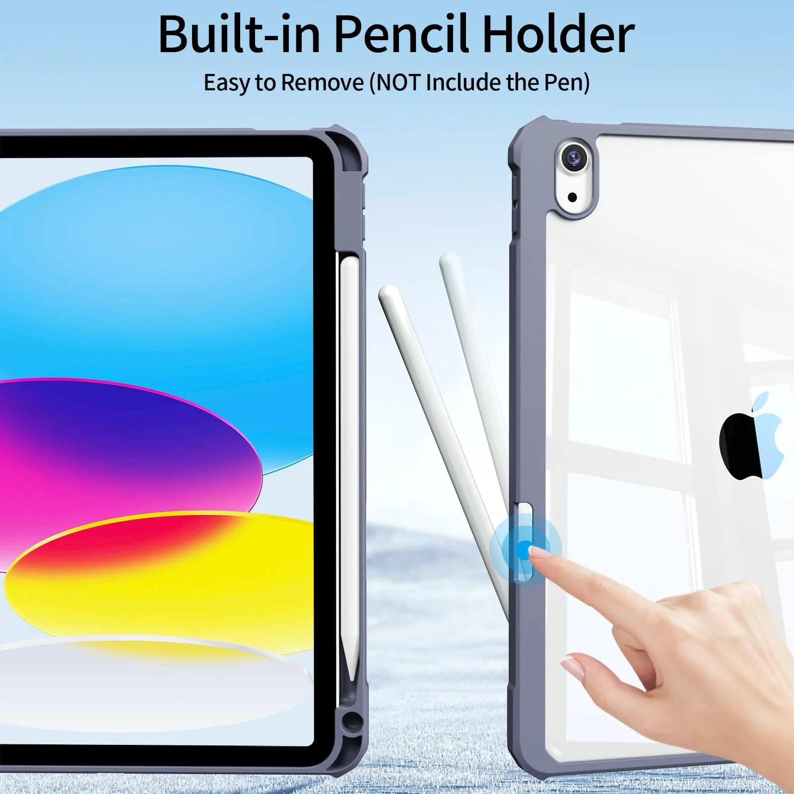 DL3 Mobilak Case Compatible with iPad (A16) 11th Generation 11 Inch (2025), iPad 10th Generation 10.9 Inch (2022), Clear Shockproof Back Cover Built-in Pencil Holder, Auto Sleep/Wake - Lavnder Purple